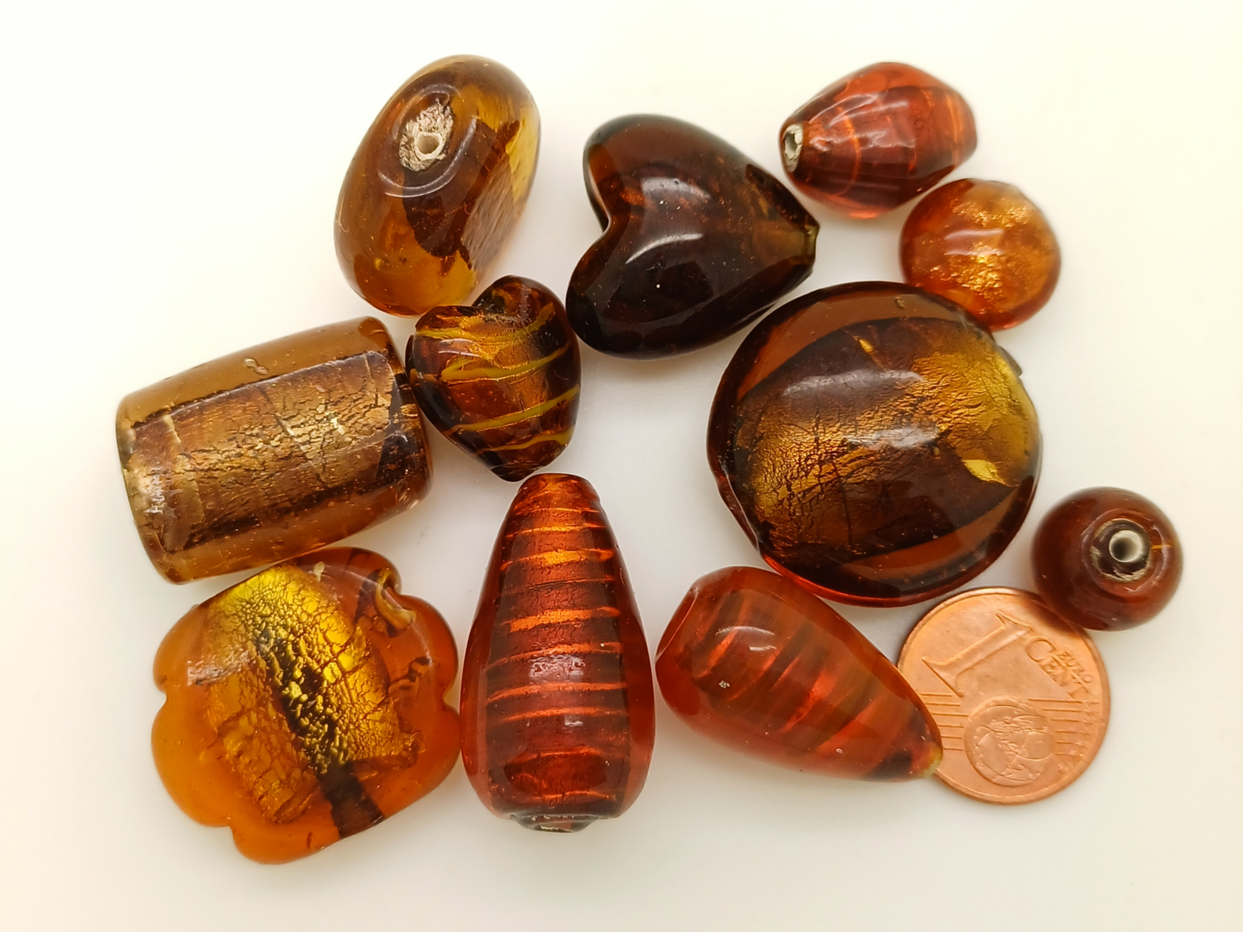PV-lot-64 perles verre marron lampwork