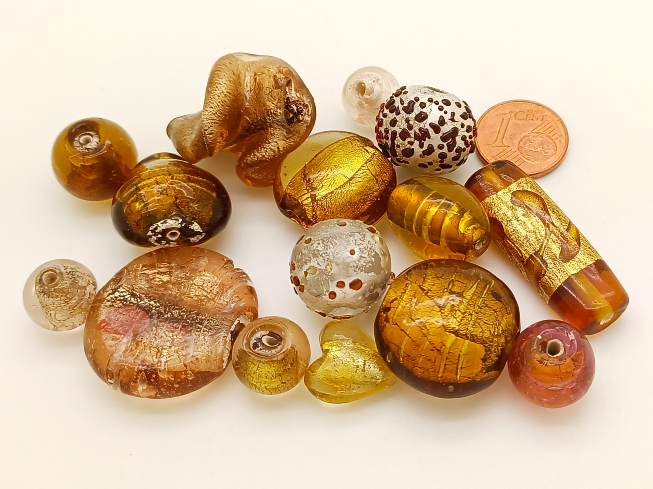 PV-lot-65 perles verre marron mix formes
