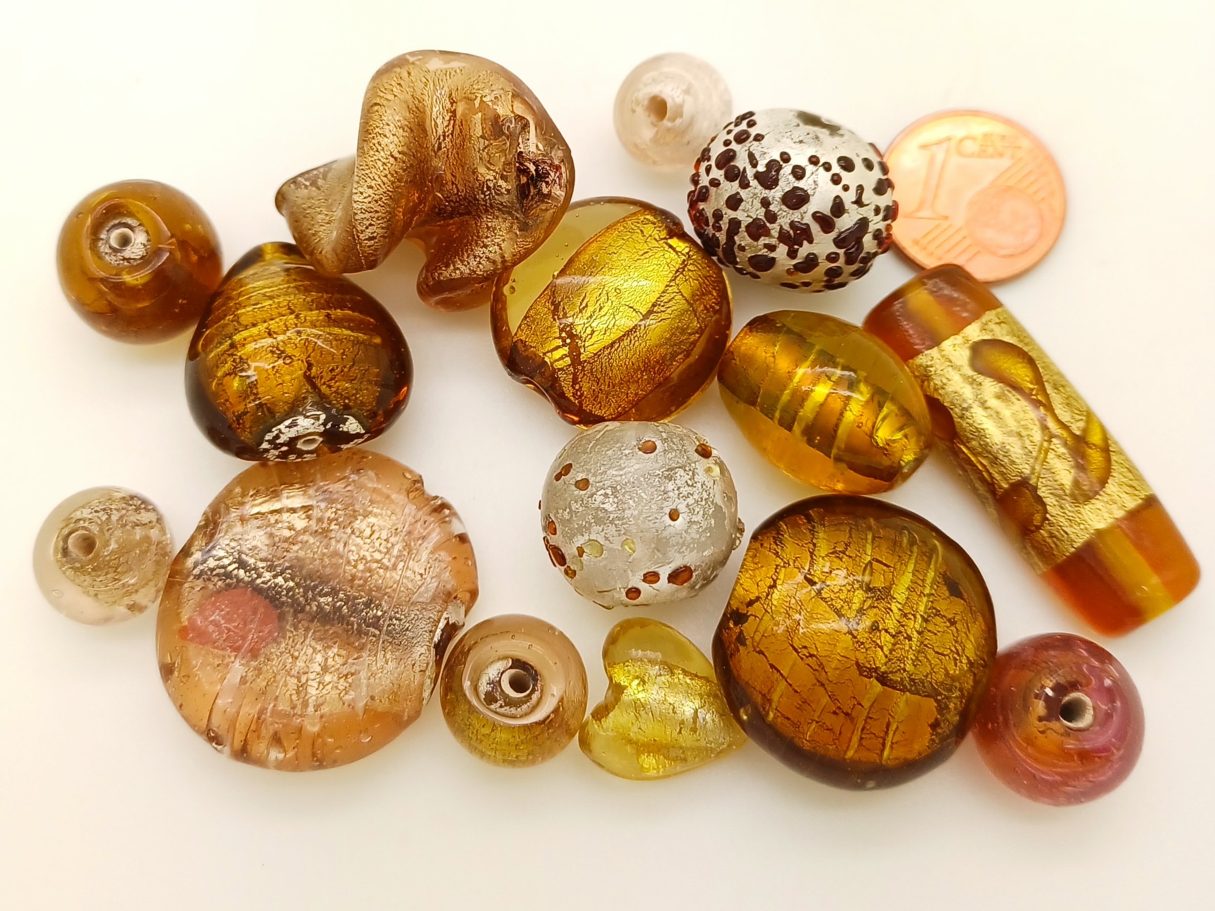 PV-lot-65 perles verre marron lampwork