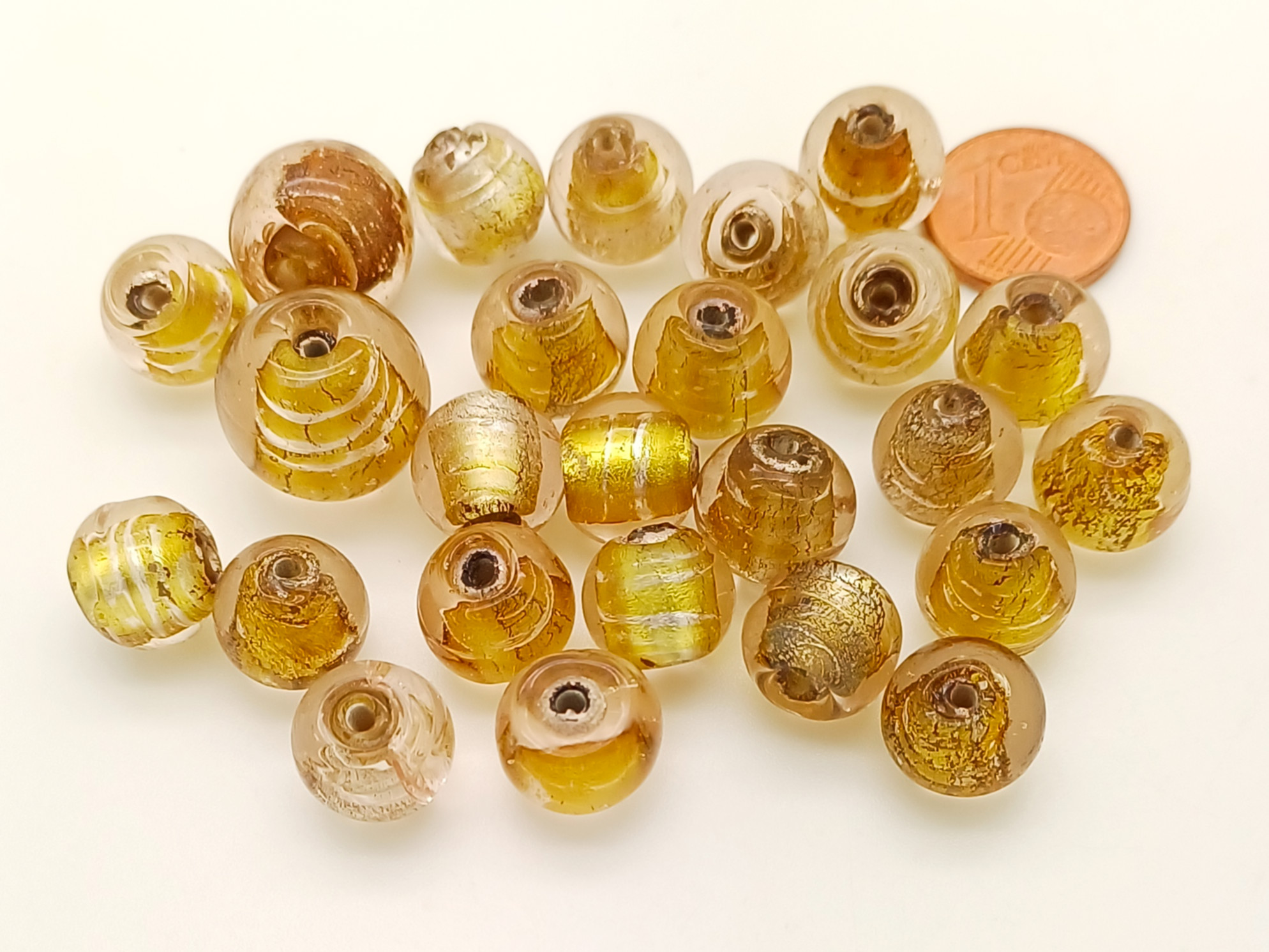 PV-lot-68 perles verre marron rondes