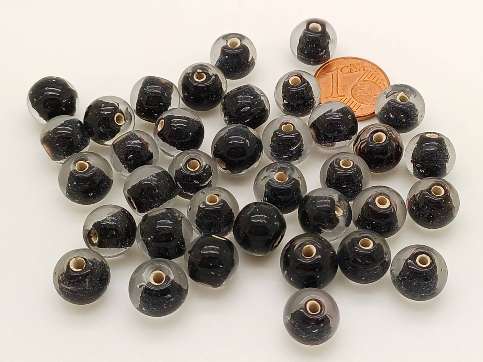 PV-lot-85 perles verre noires rondes
