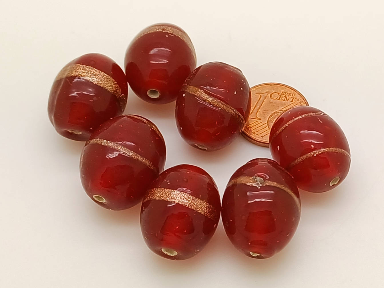 PV-lot-82 perles verre rouges dorees