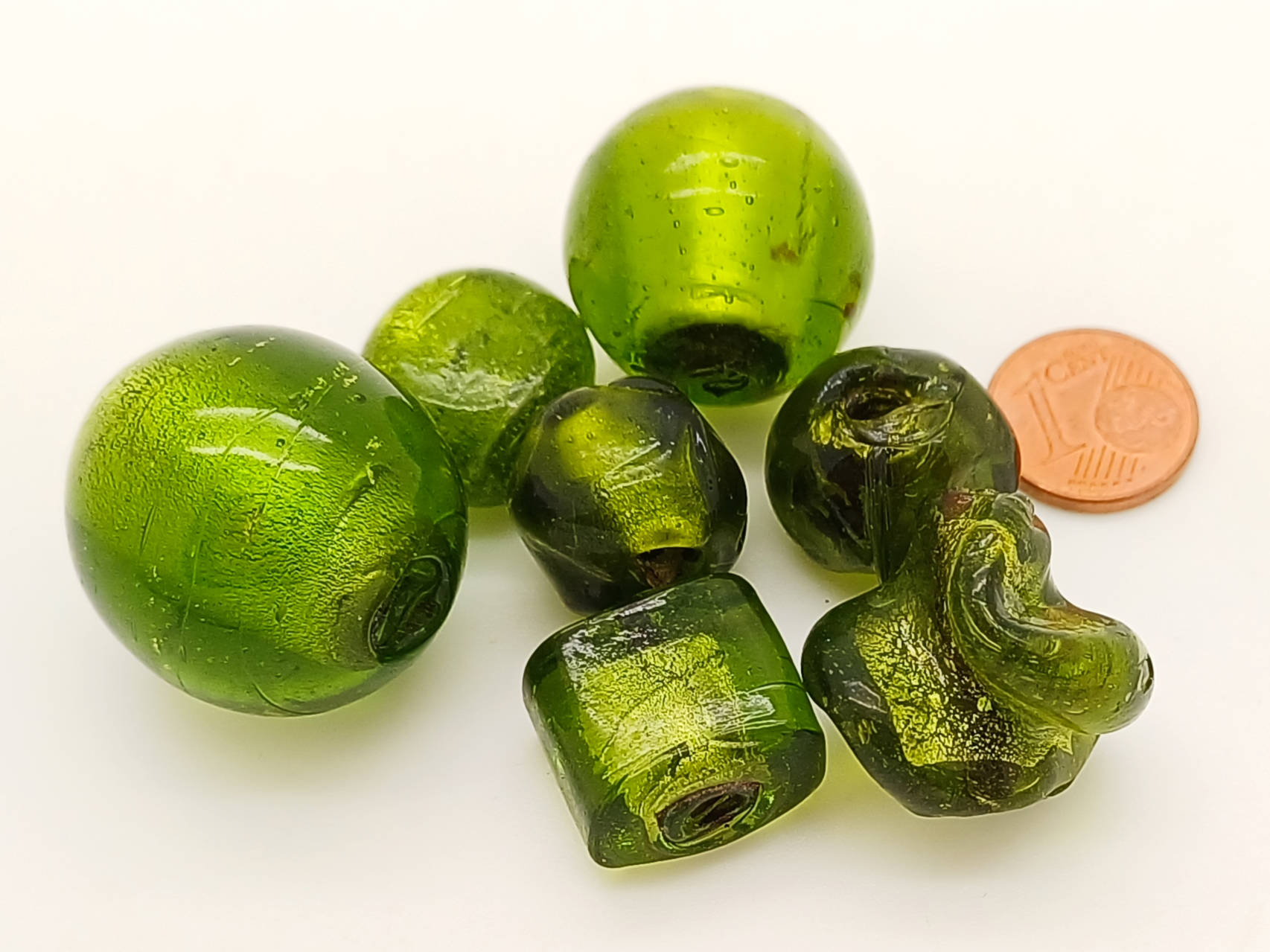PV-lot-89 perles verre vertes lampwork