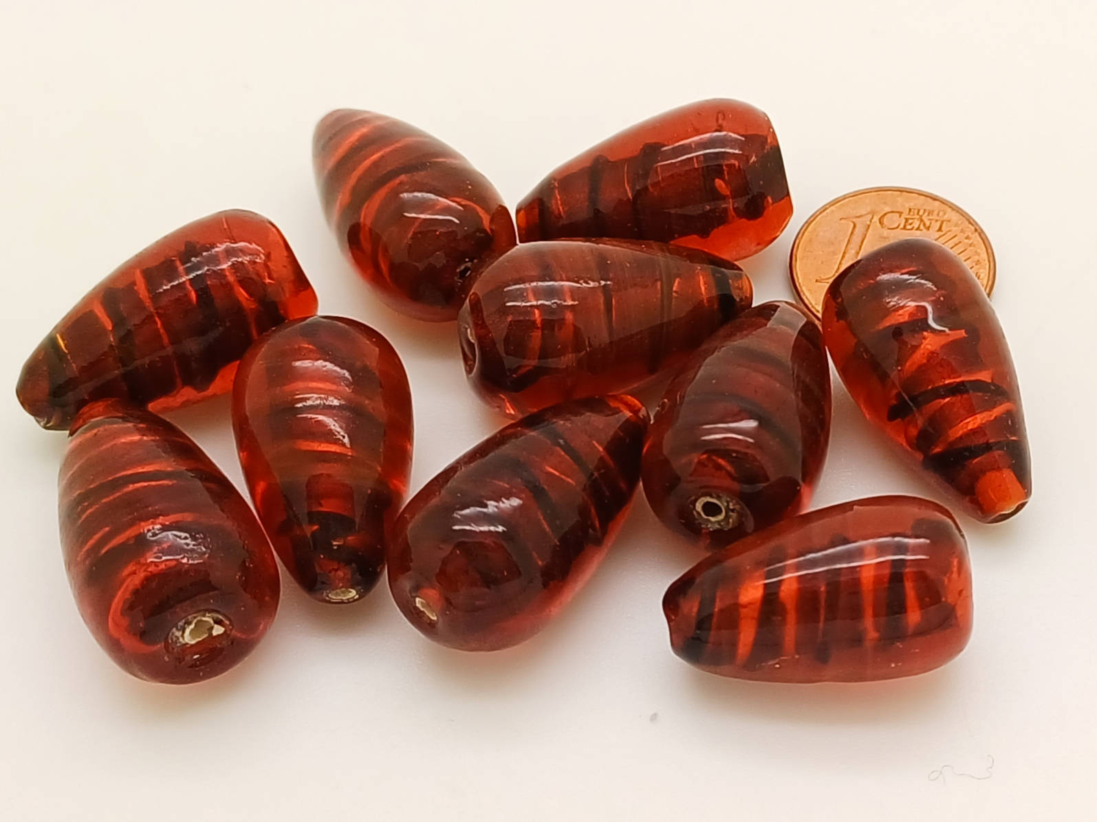 PV-lot-78 perle verre marron goutte