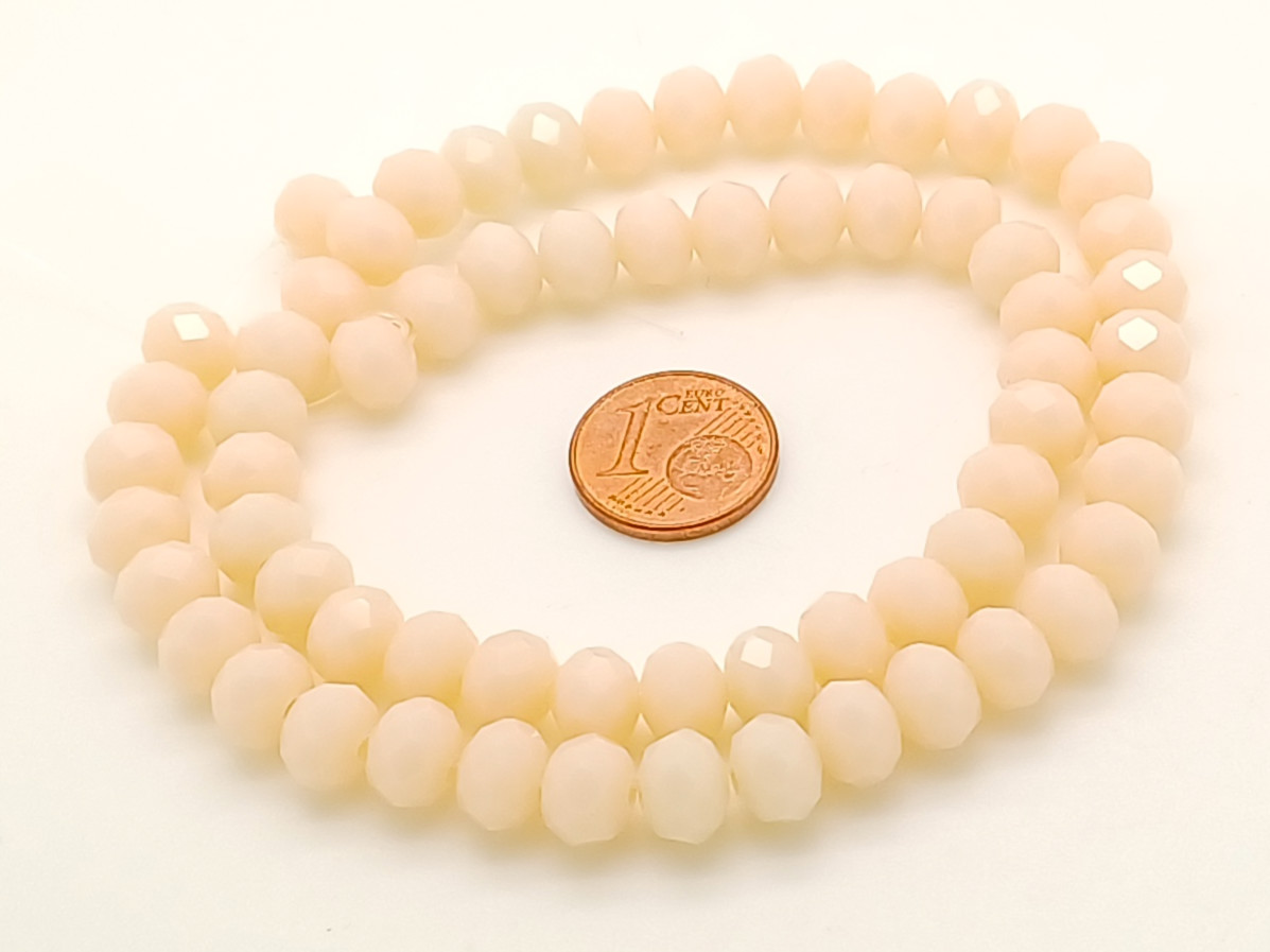 perles abacus 8mm creme verre facette en fil