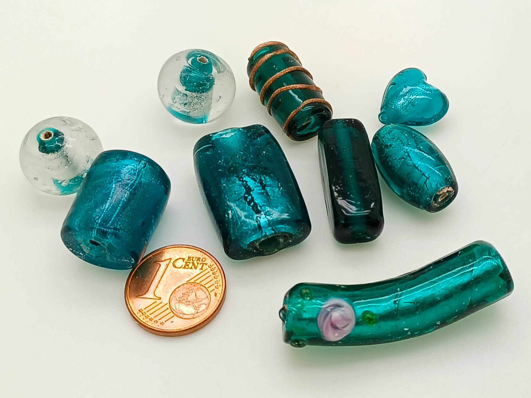 PV-lot-95 perles verre bleu vert