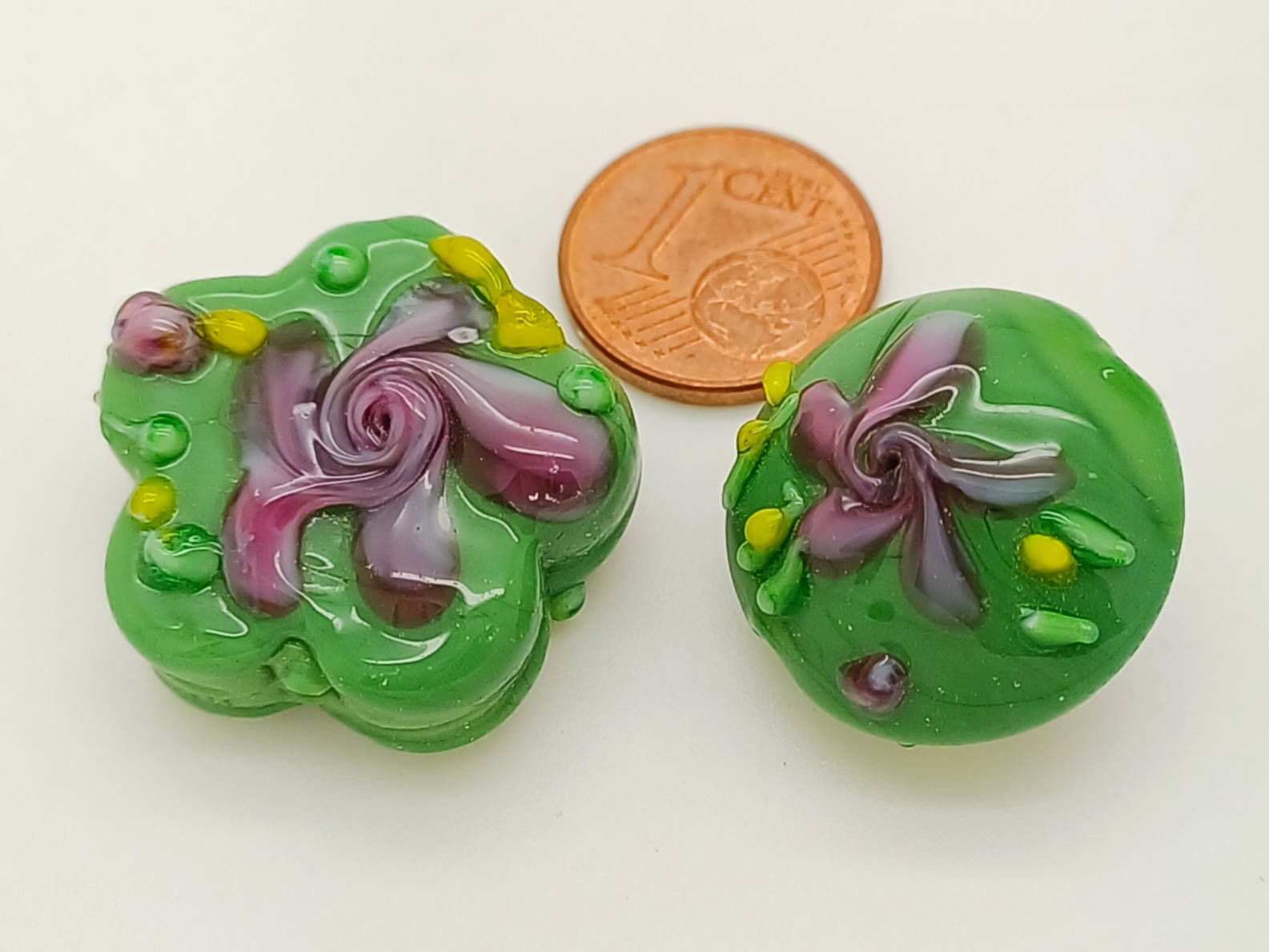 PV-lot-96 perles verre lampwork verte