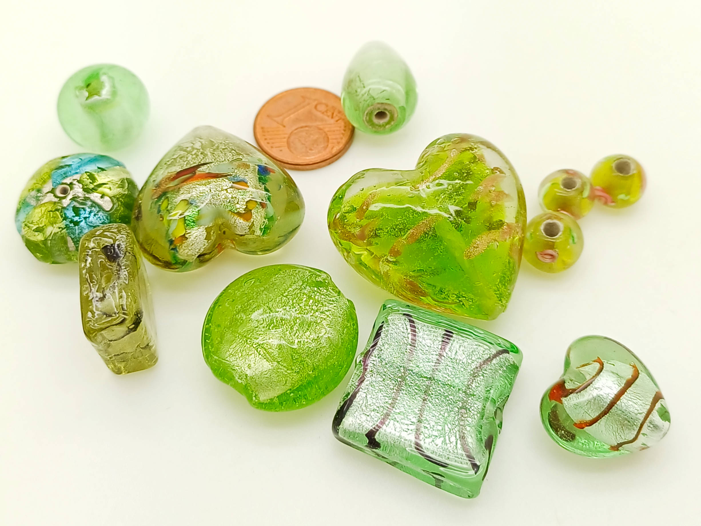 PV-lot-97 perles verre lampwork verte