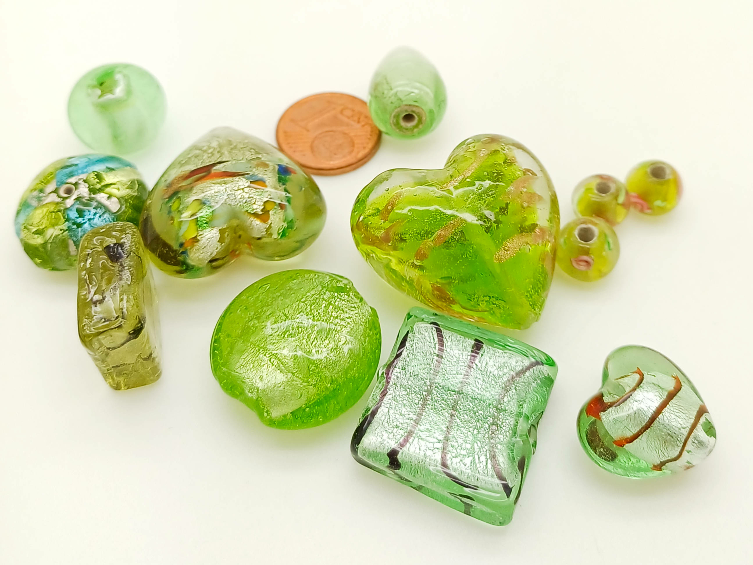 PV-lot-97 perles verre verte