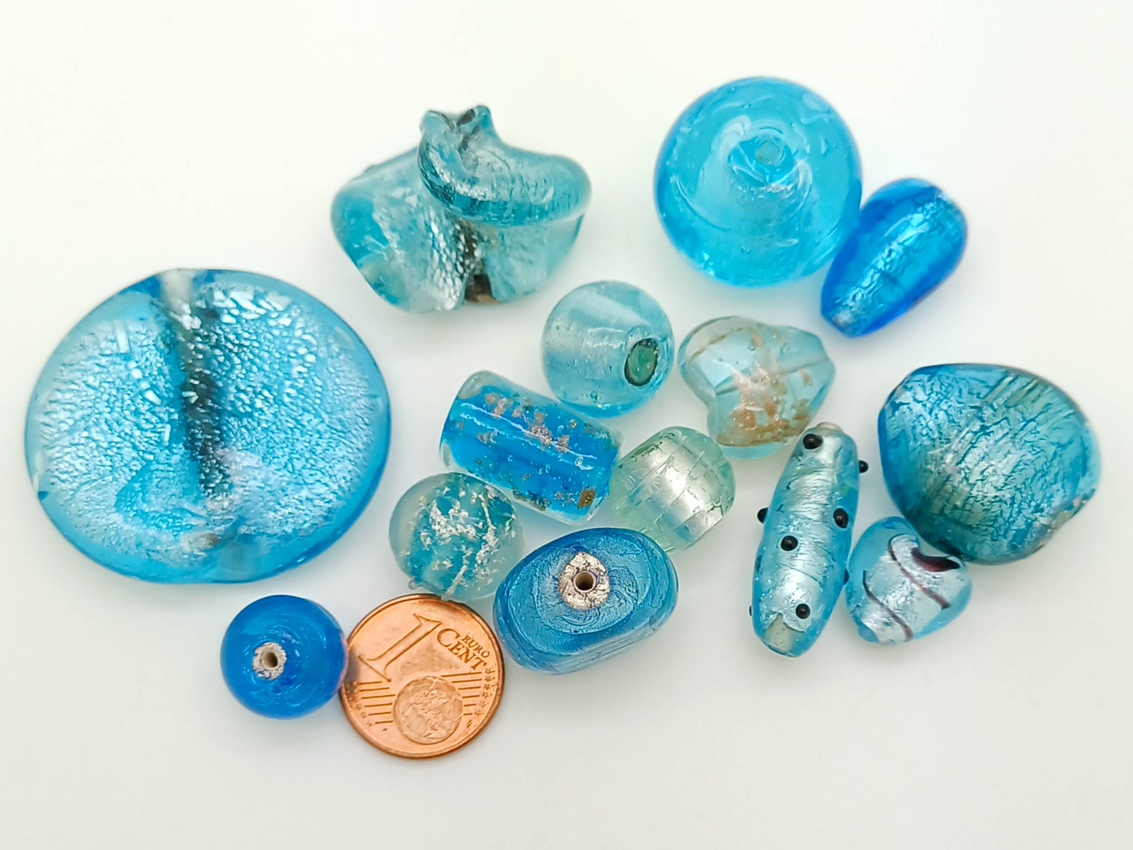 PV-lot-98 perles verre bleu