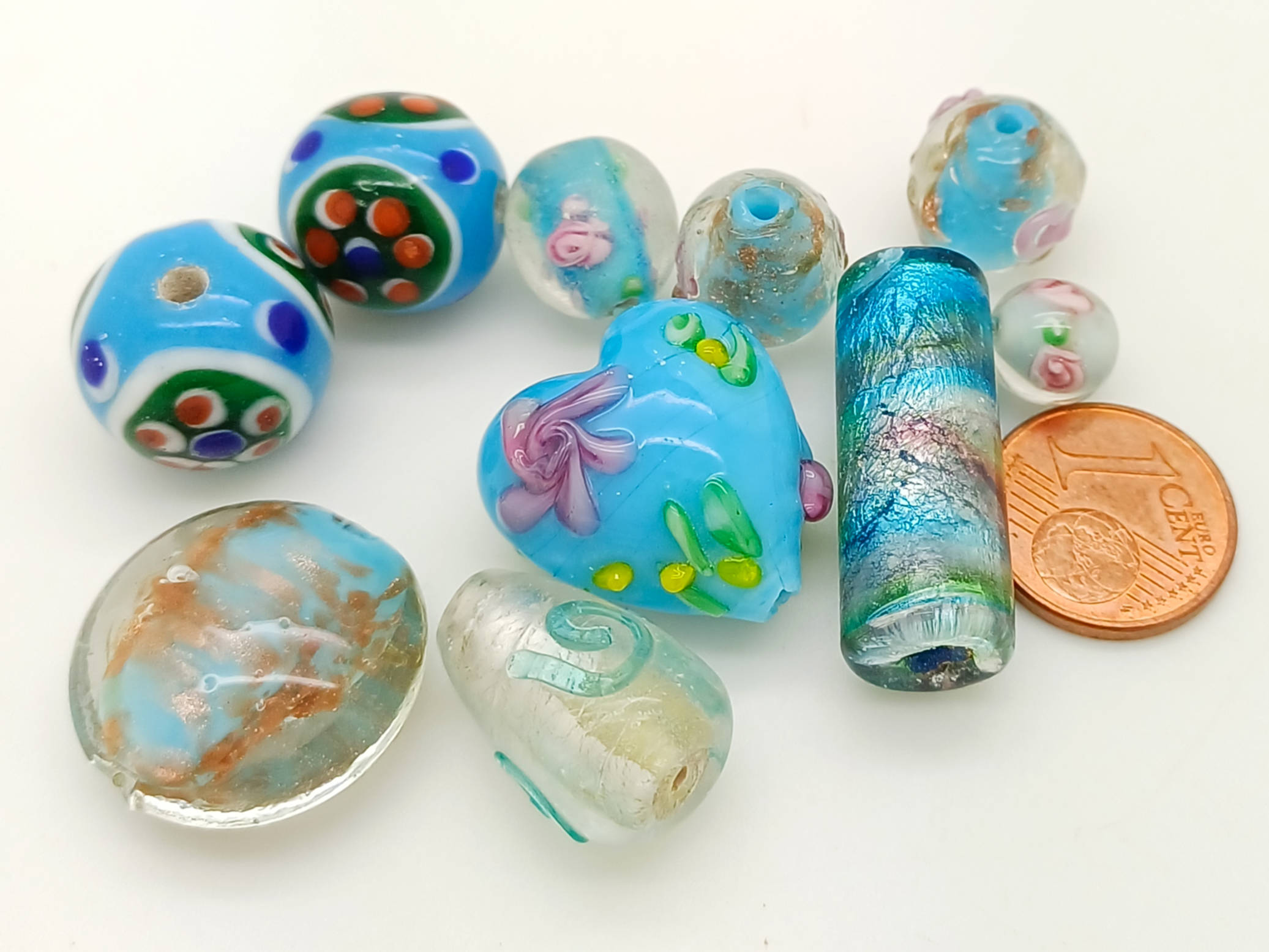 PV-lot-99 perles verre bleu clair
