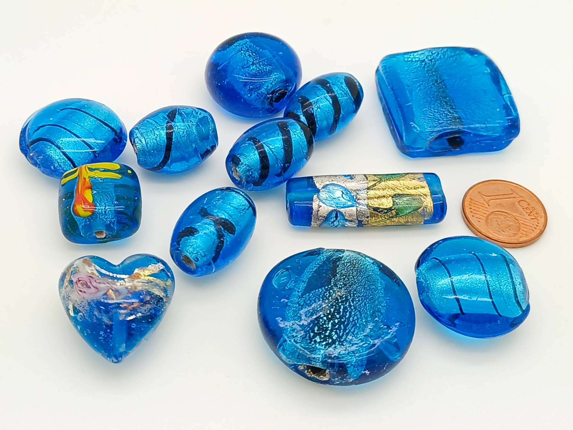 PV-lot-100 perles verre bleu vif