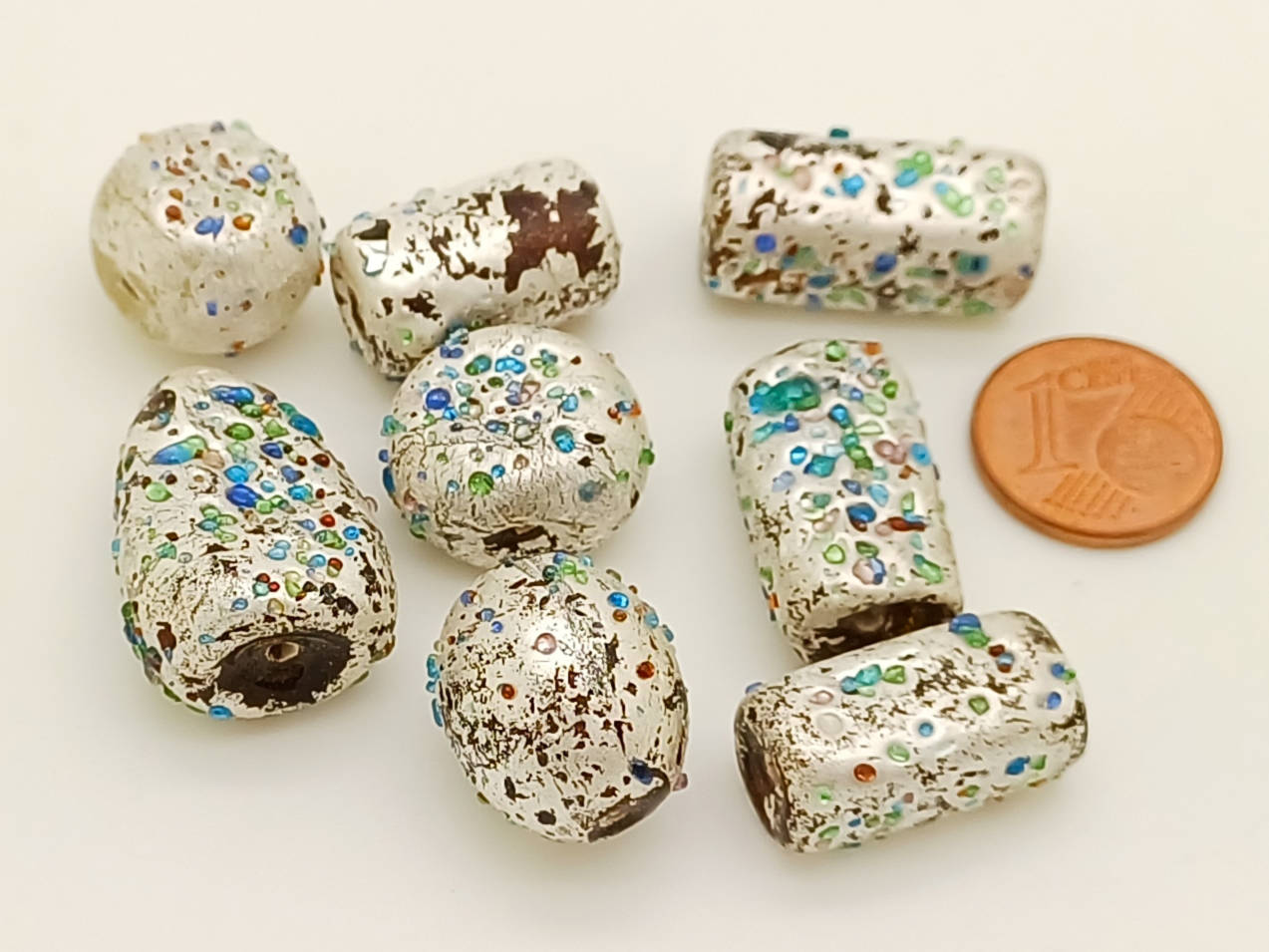 PV-lot-101 perles verre lampwork argente