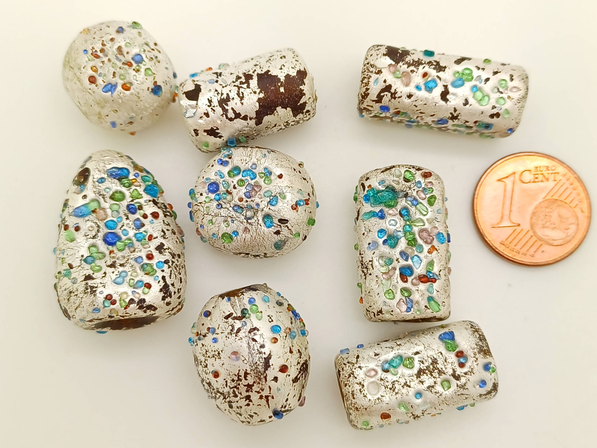 PV-lot-101 perles verre argente peinte