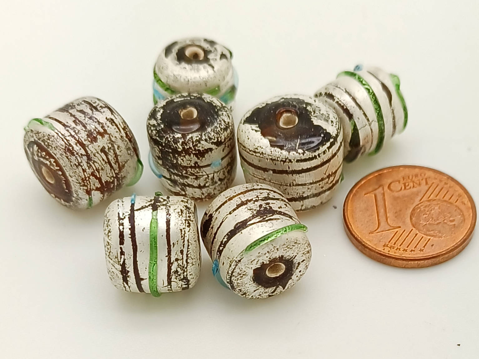PV-lot-102 perles verre tube argente