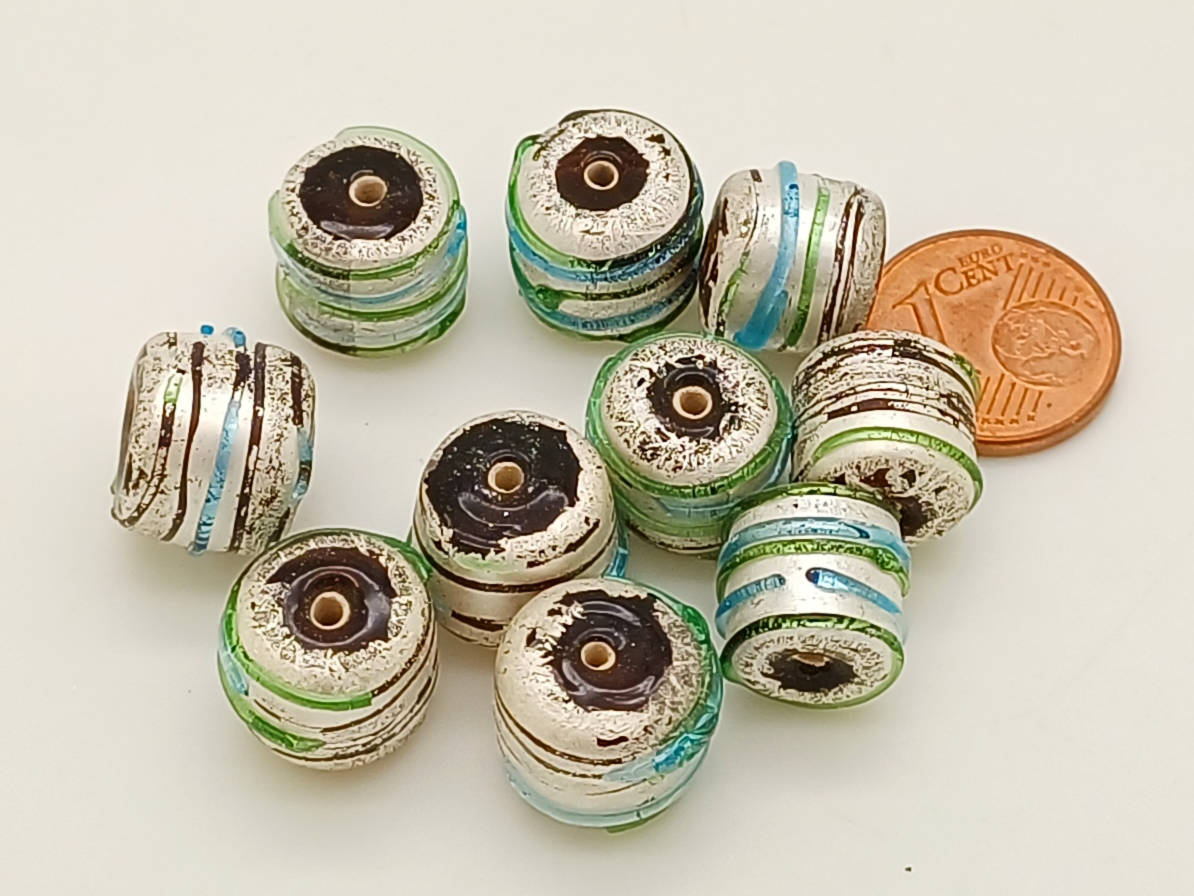 PV-lot-104 perles verre tube argente