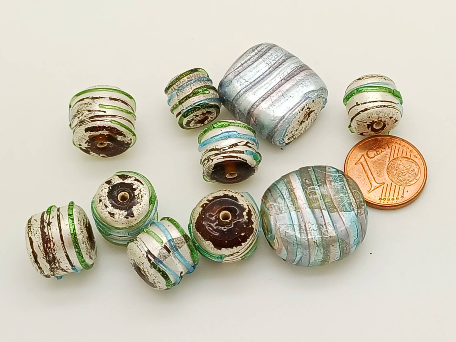 PV-lot-106 perles verre argente mix formes