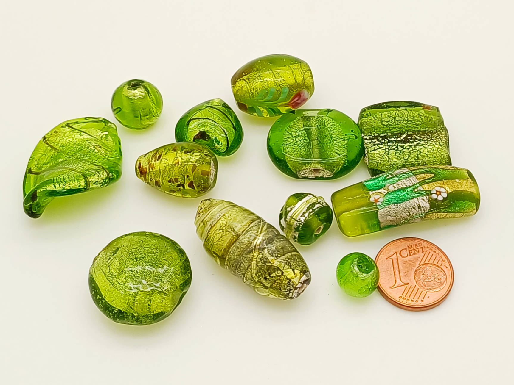 PV-lot-109 perles verre vertes lampwork