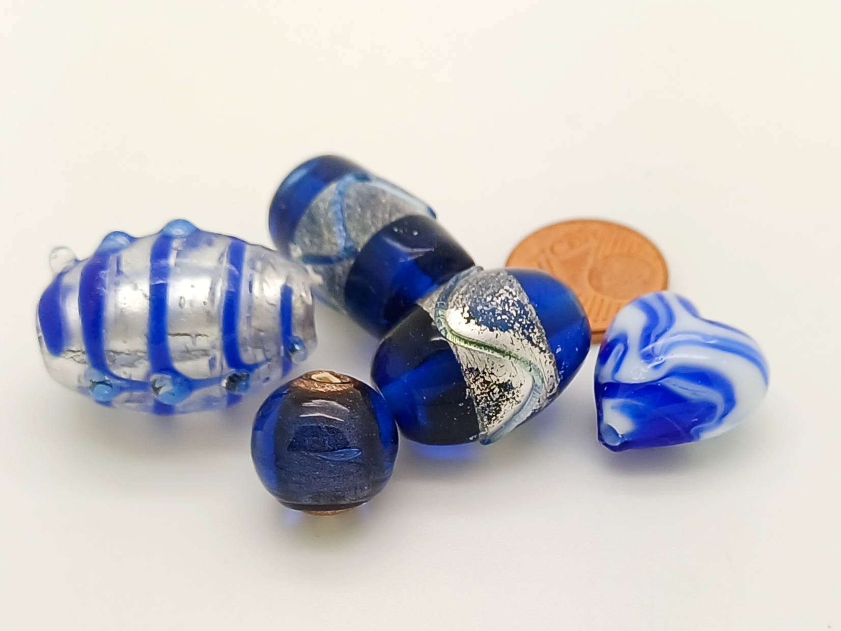 PV-lot-110 perles verre bleu fonce lampwork