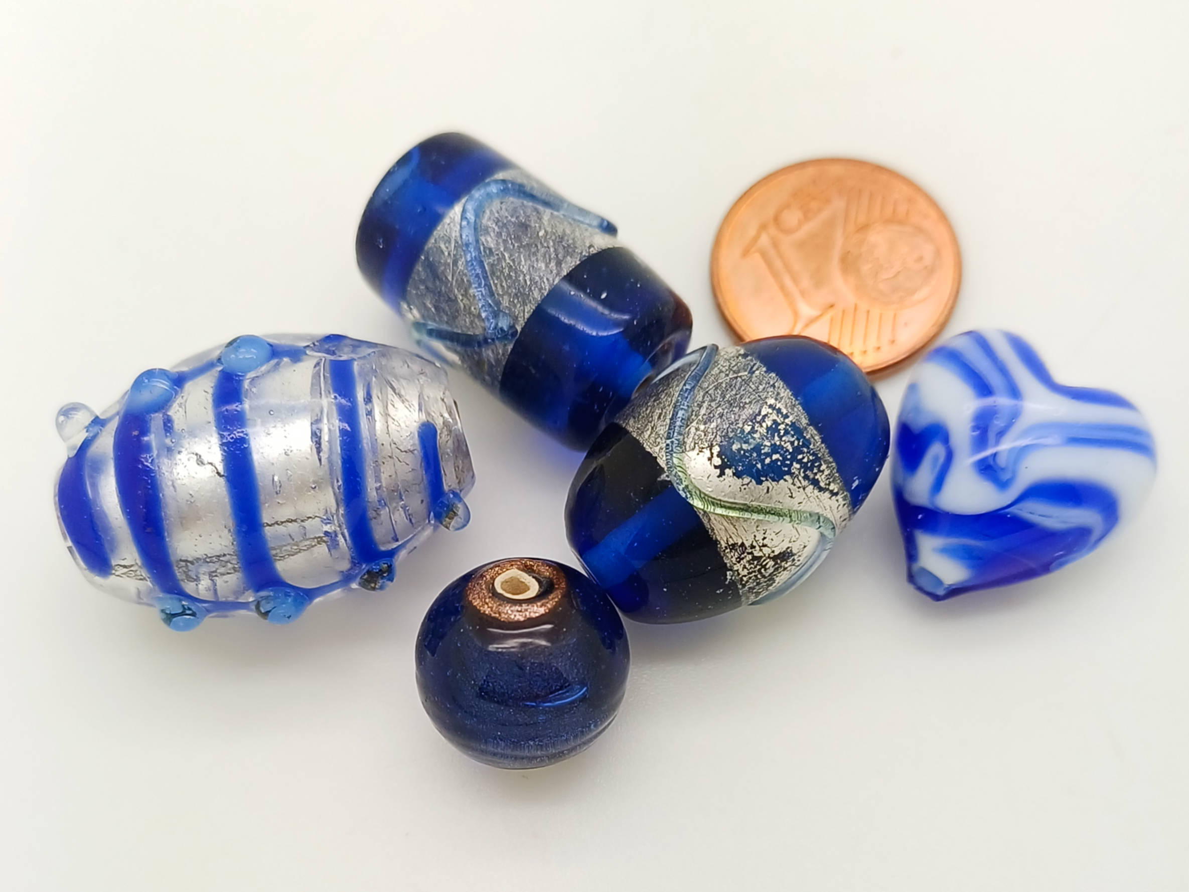 PV-lot-110 perles verre bleu fonce mix