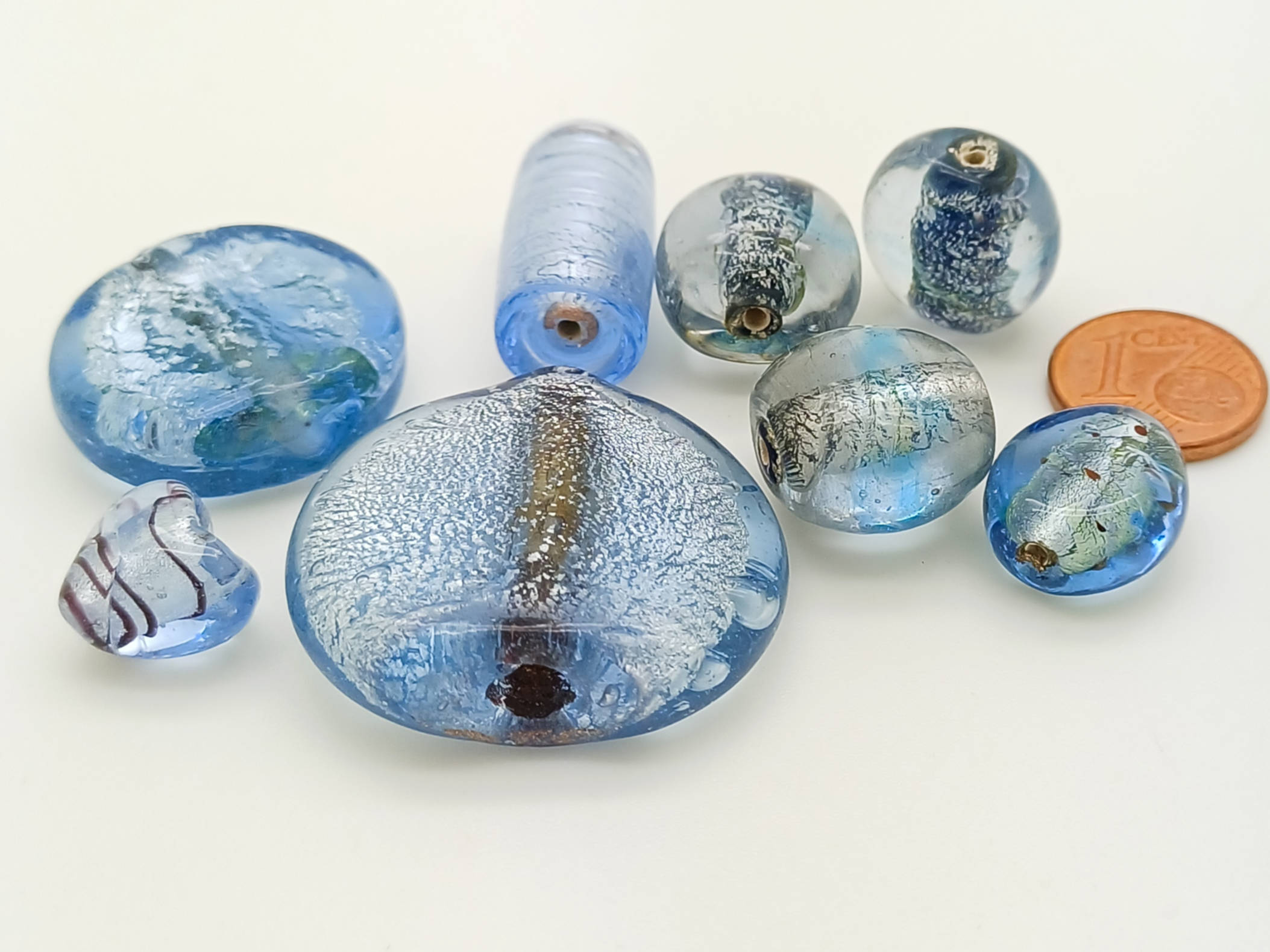 PV-lot-112 perles verre bleu fonce mix