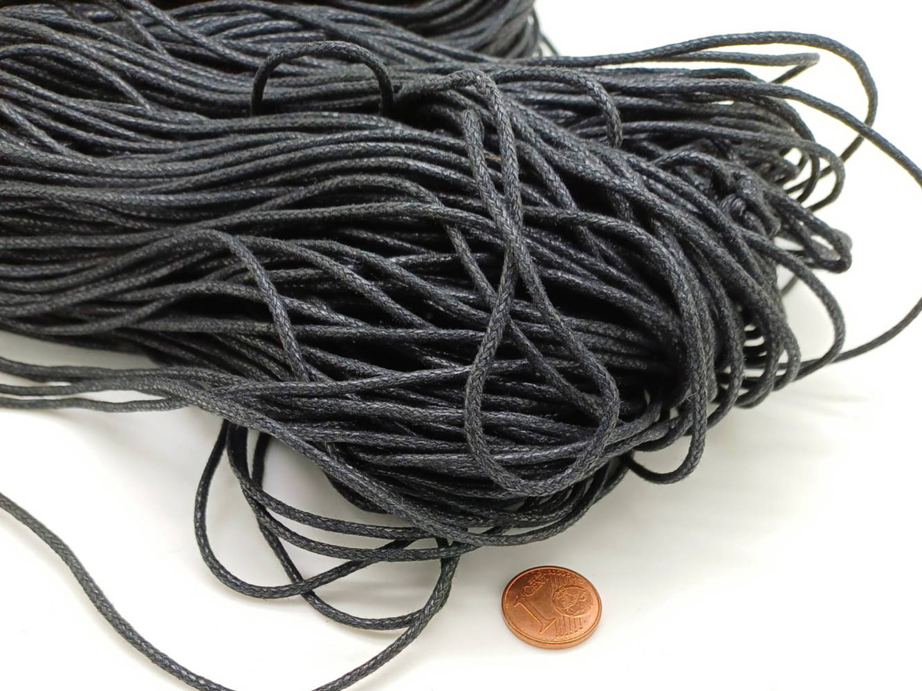 fil coton cire 16mm noir epais