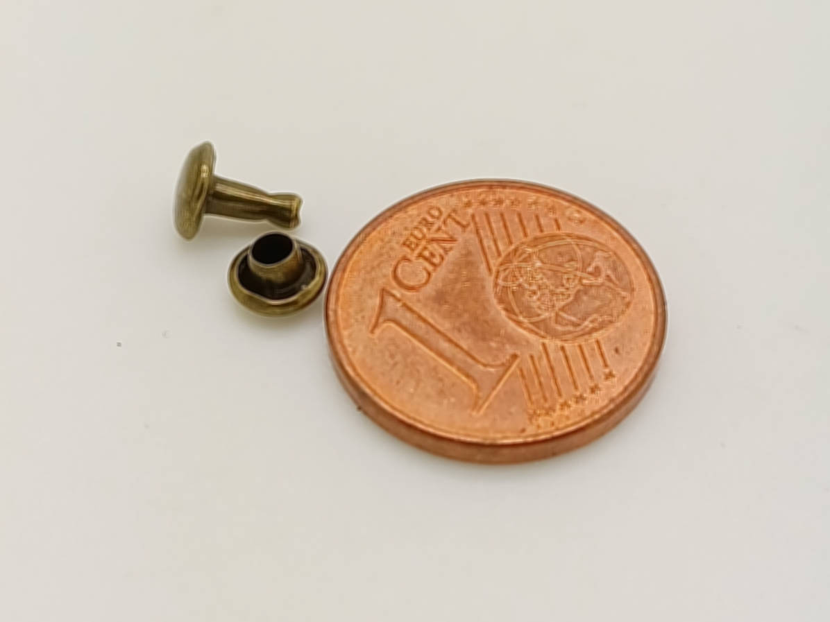 rivets bronze double calotte 5mm fixation