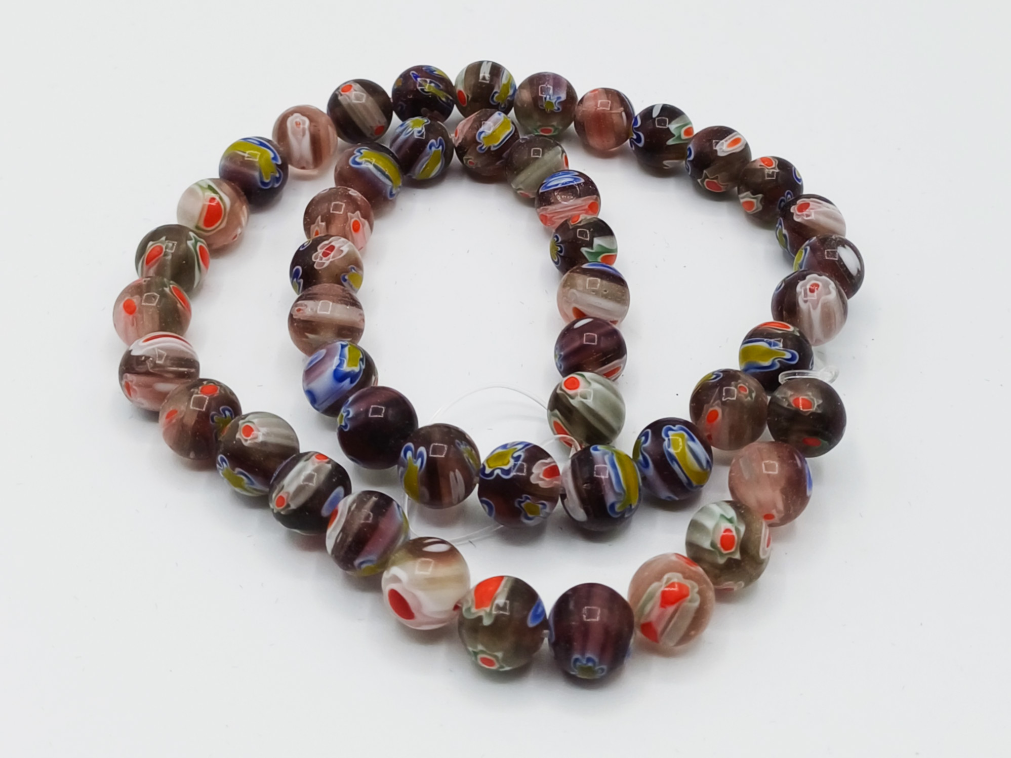 perle verre millefiori colore 8mm fil