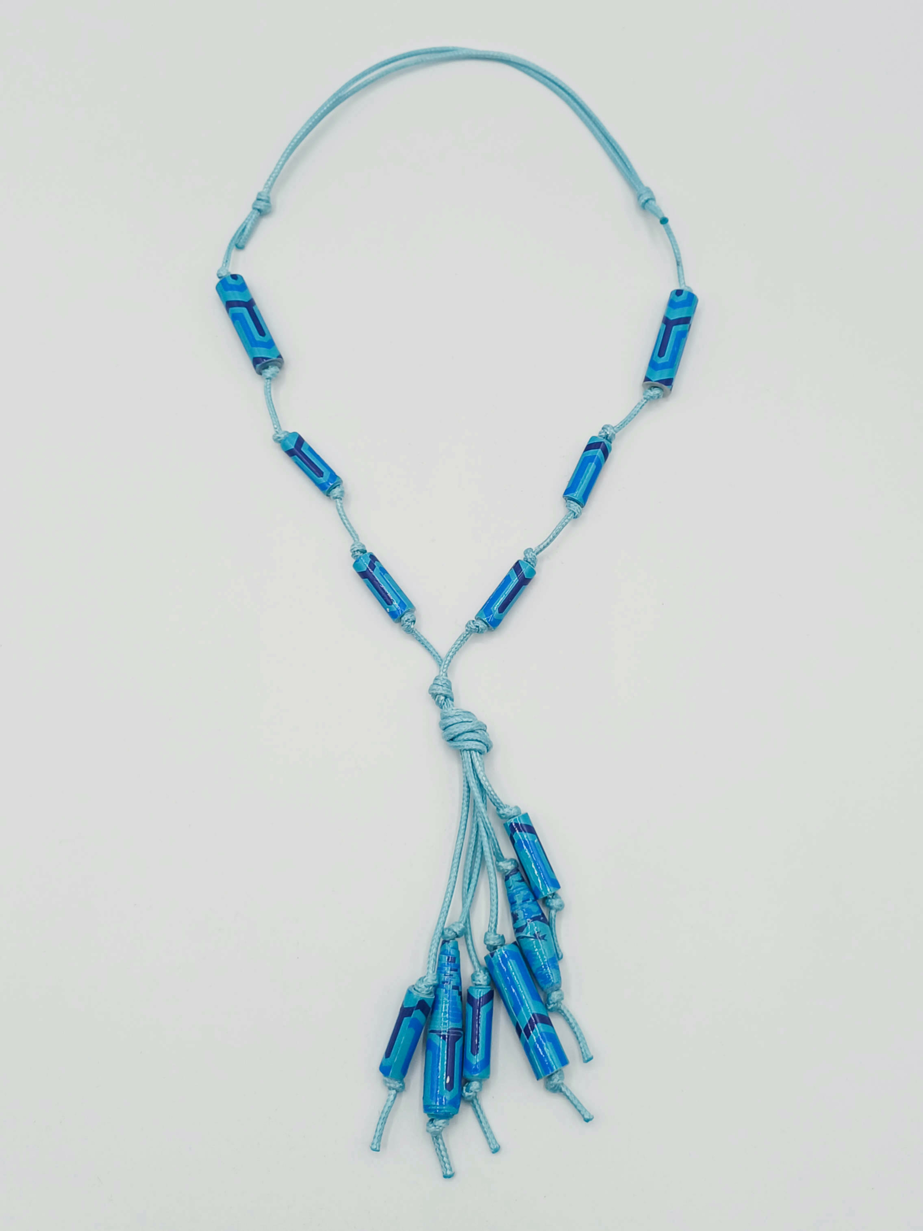COL03 collier bleu perle papier tube