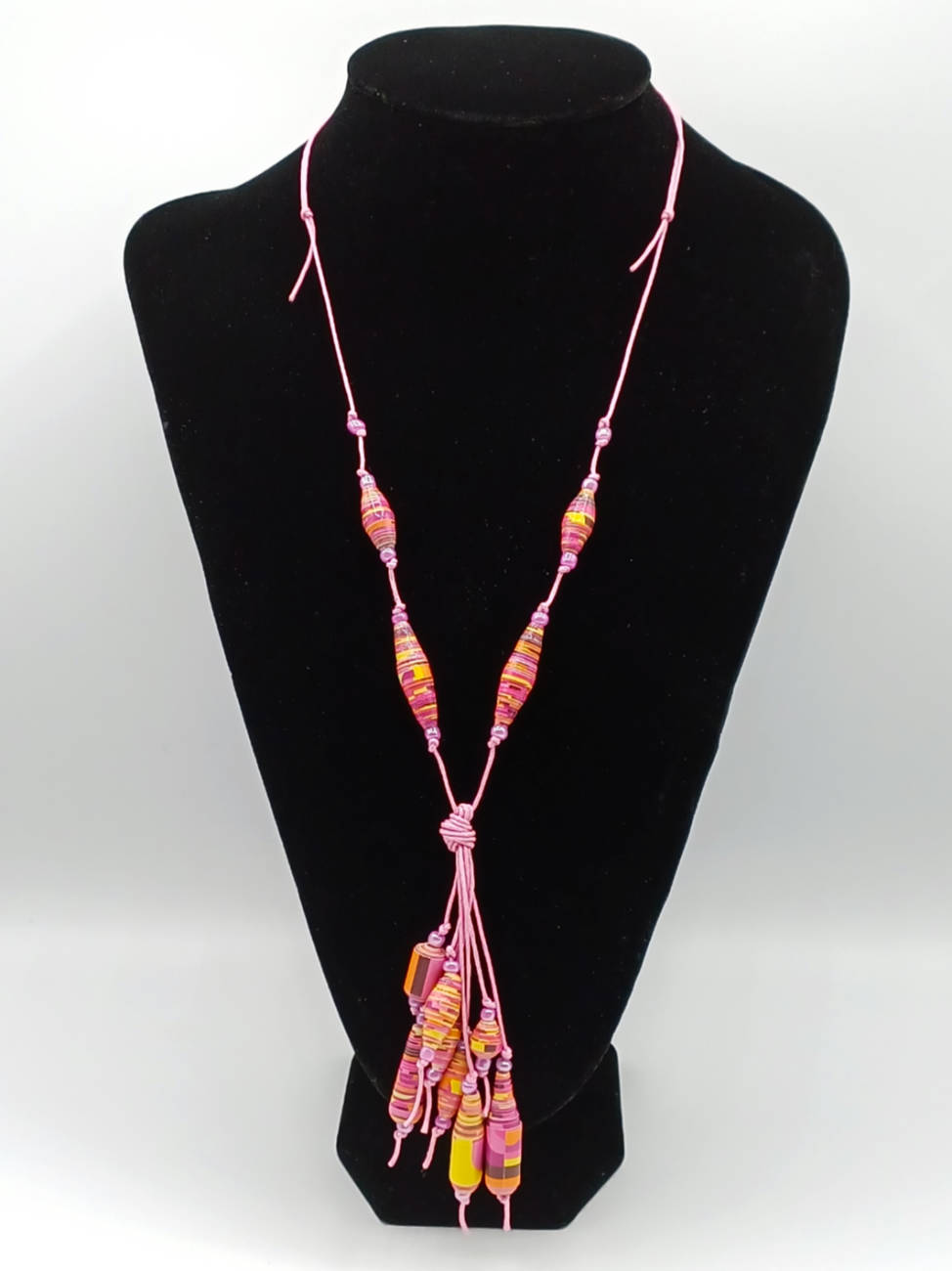 COL05 collier pendentif rose reglable