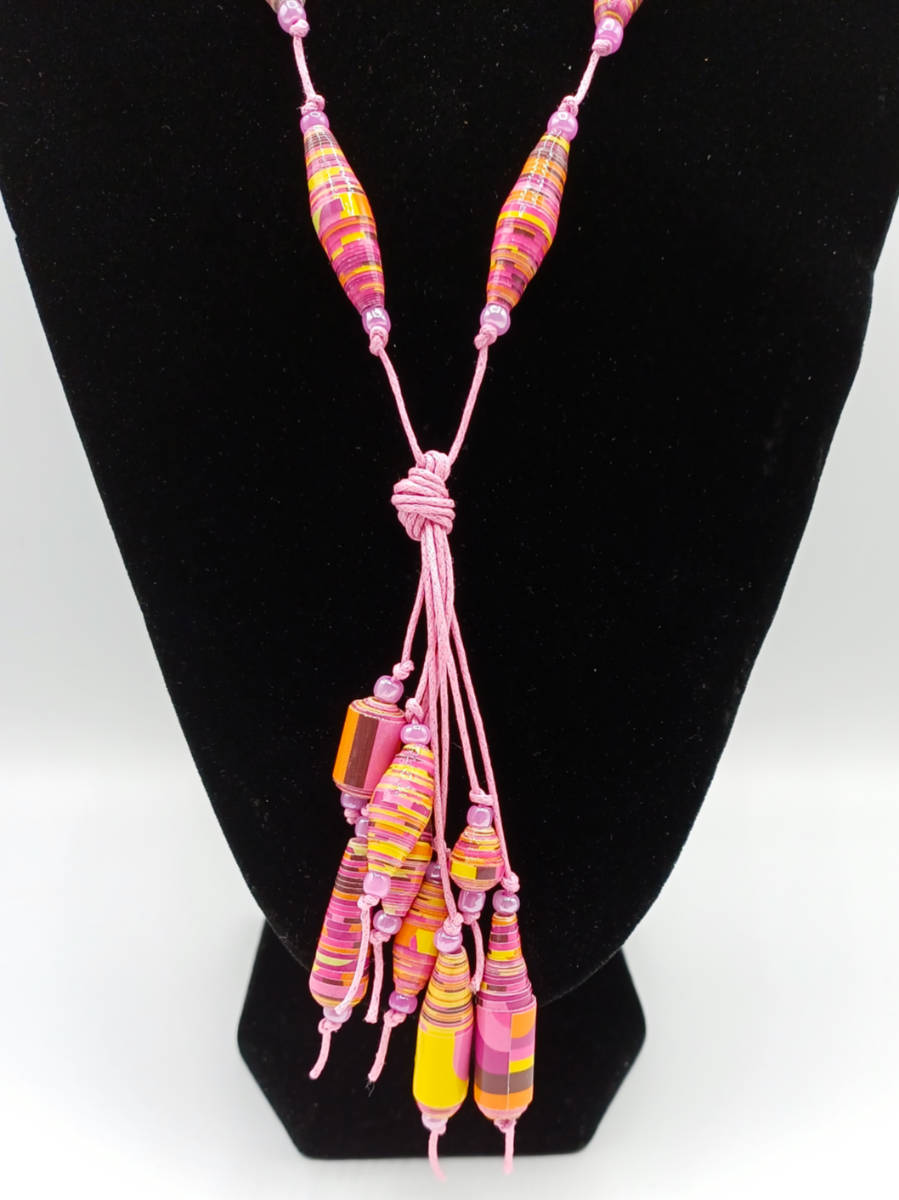 COL05 collier perle papier rose