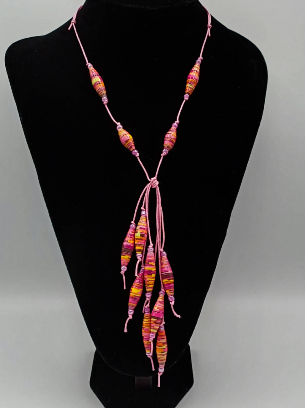 COL11 collier rose noeud reglable