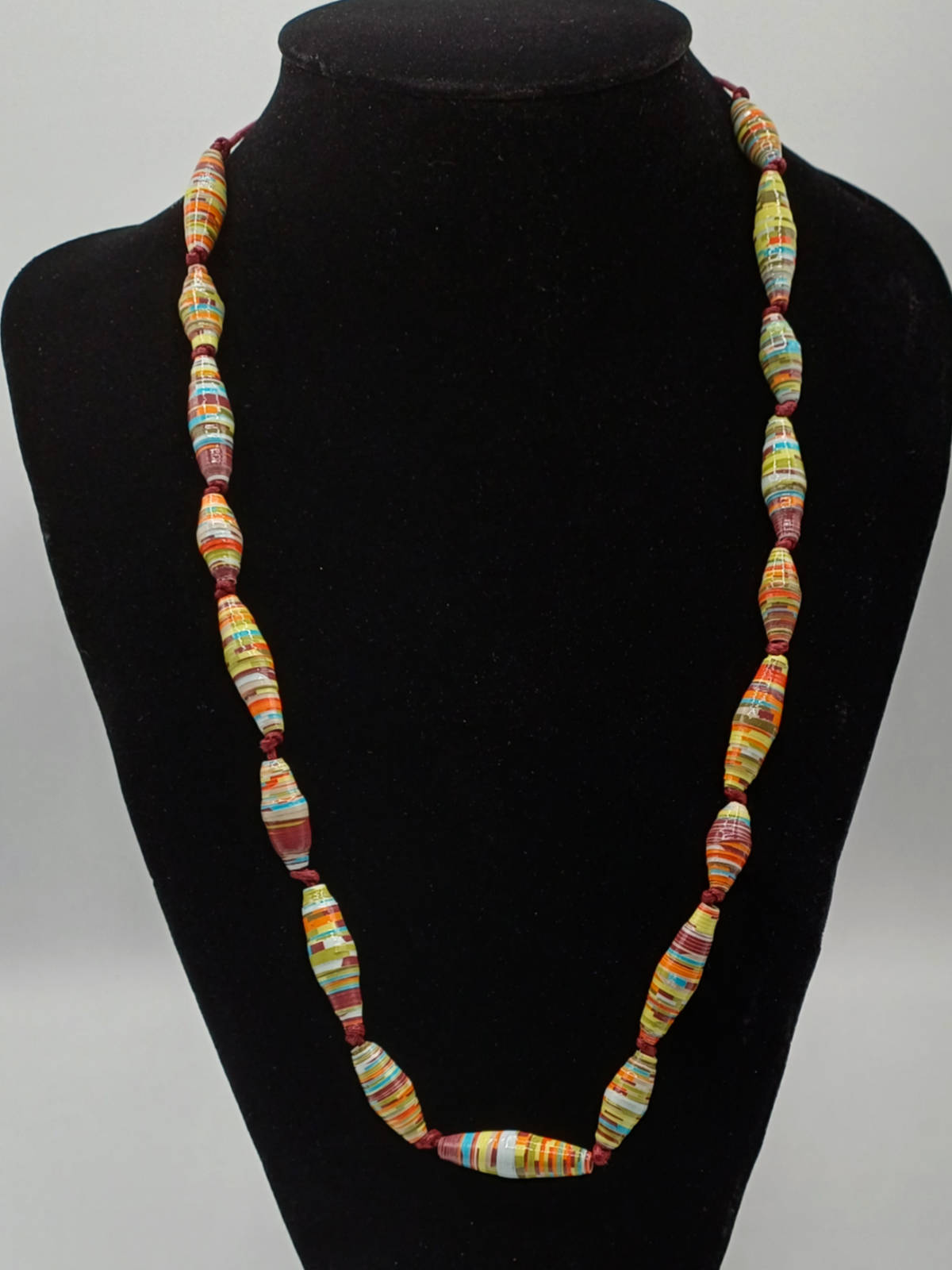 COL23 collier perle en papier multicolore bicone