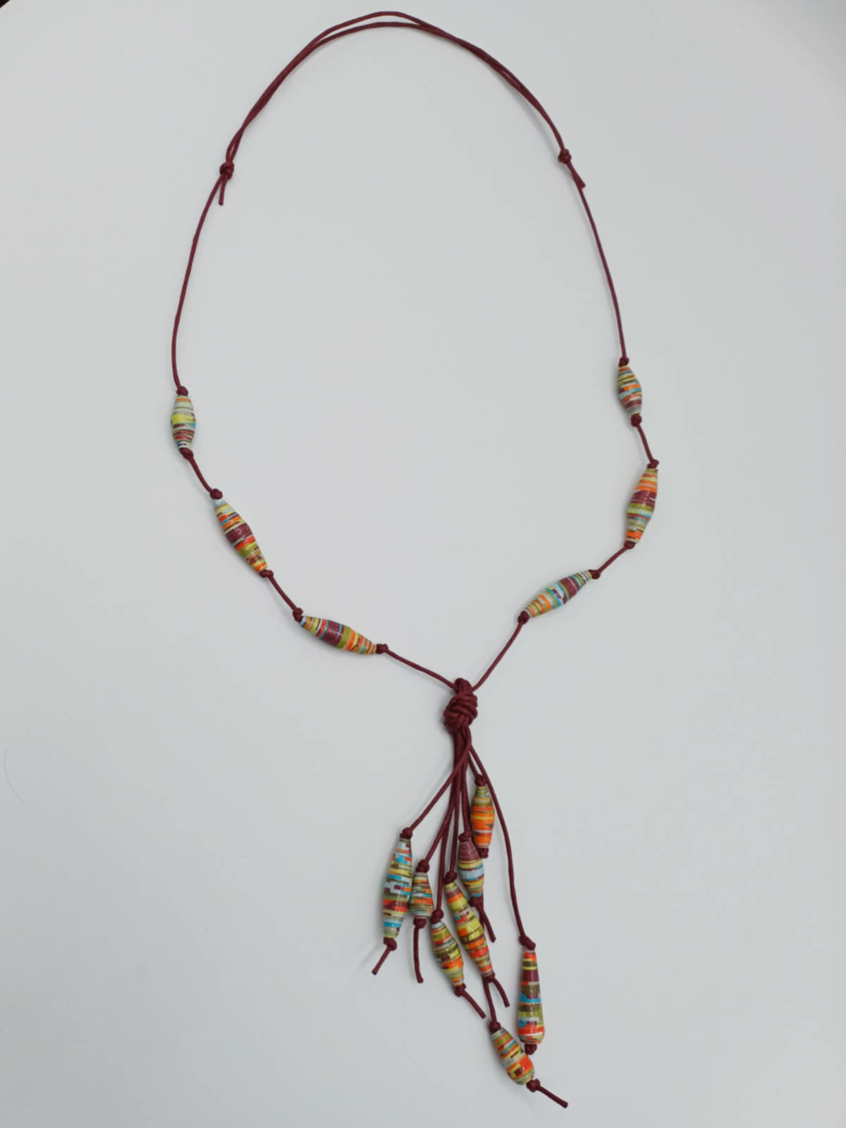 COL25 collier marron perles en papier reglable
