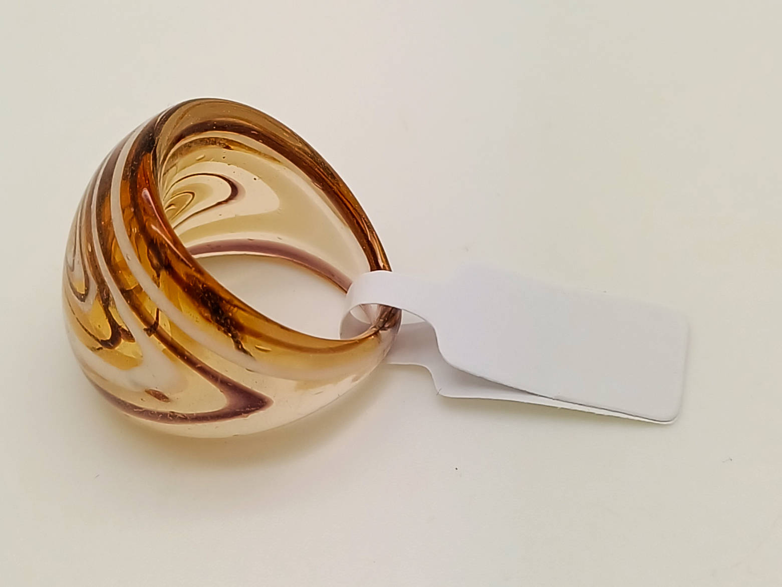 bague bijoux en verre lampwork marron