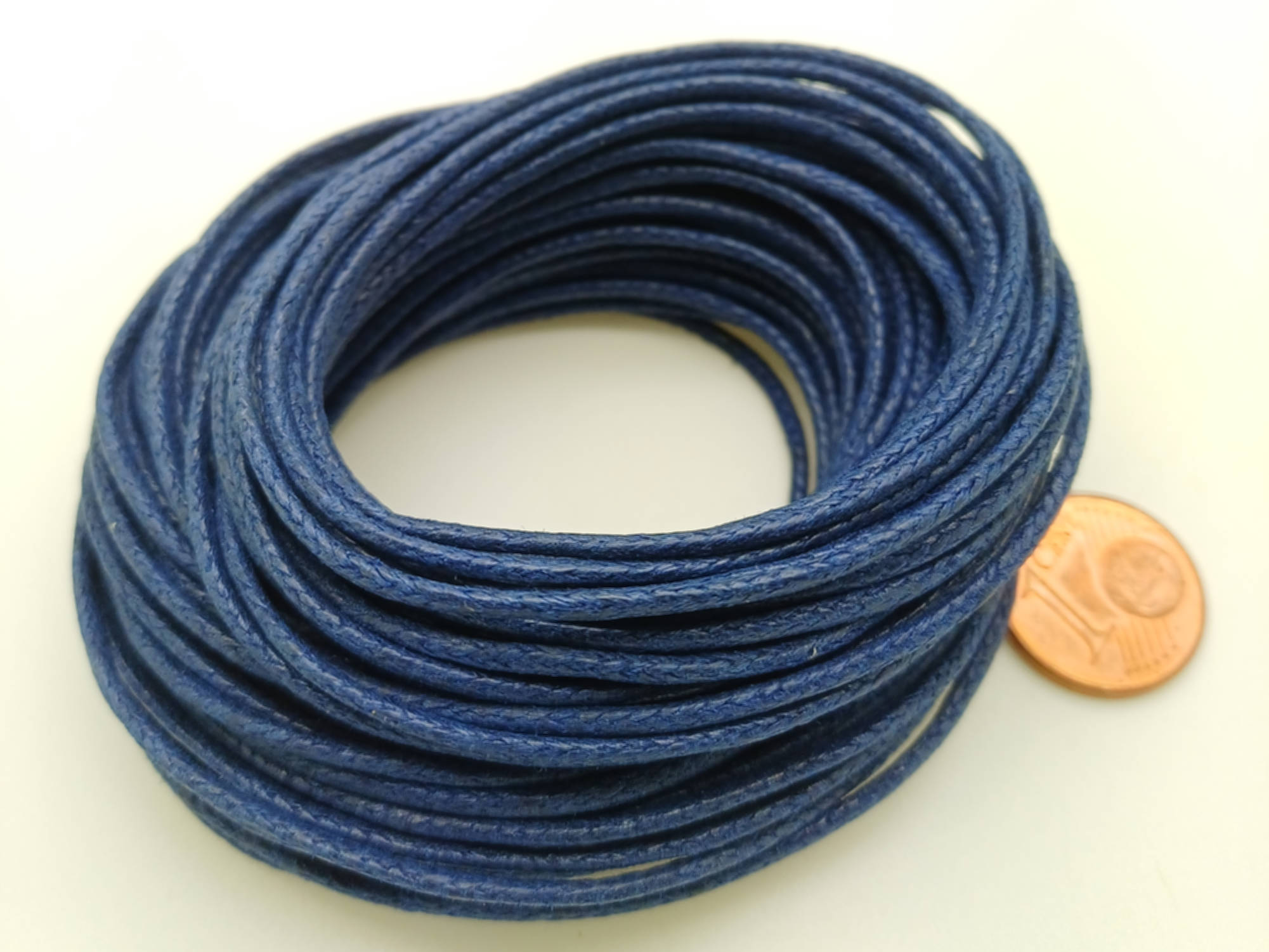 fil coton cire 15mm bleu fonce 10 metres