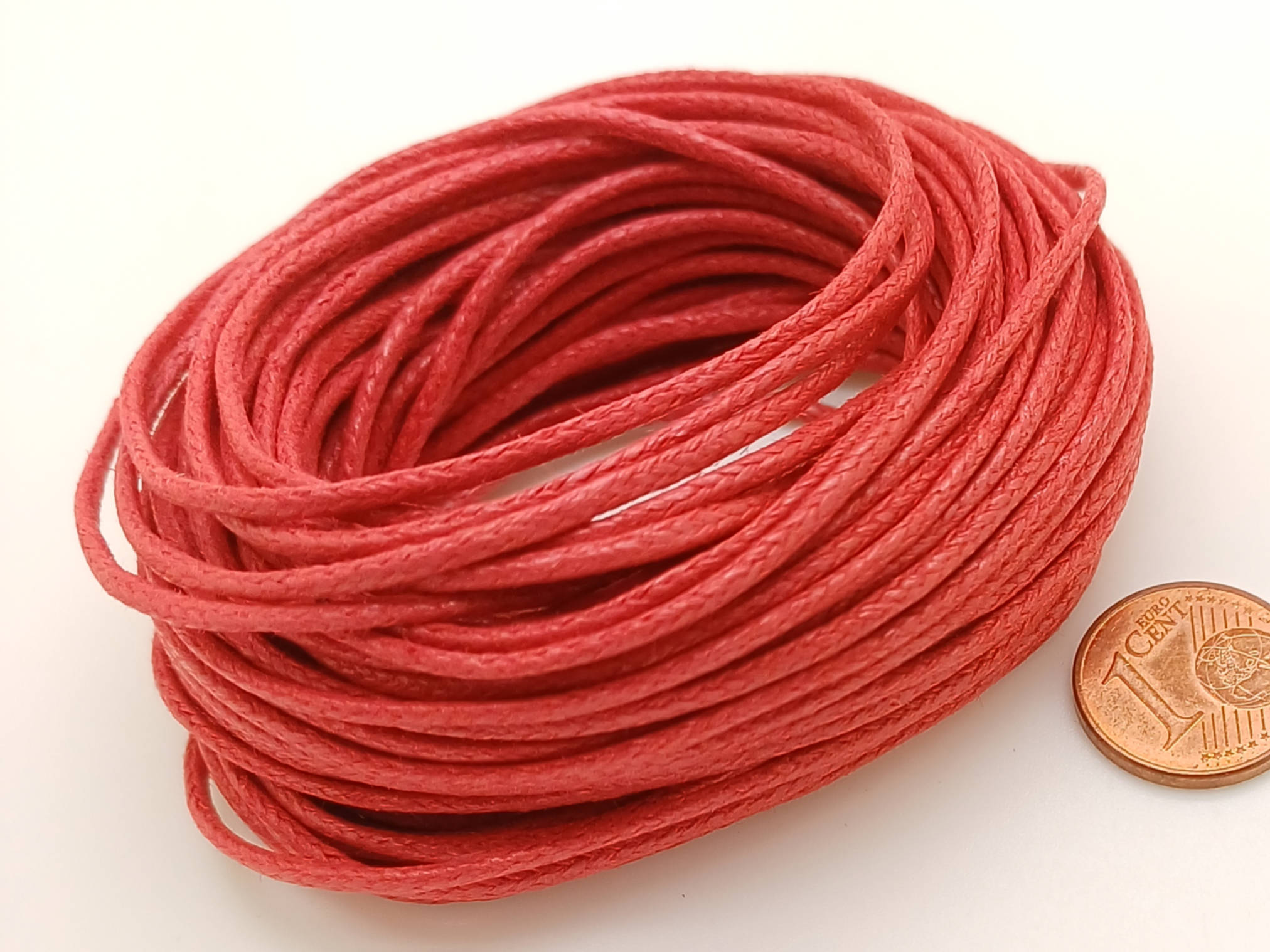 fil coton cire 15mm rouge 10 metres