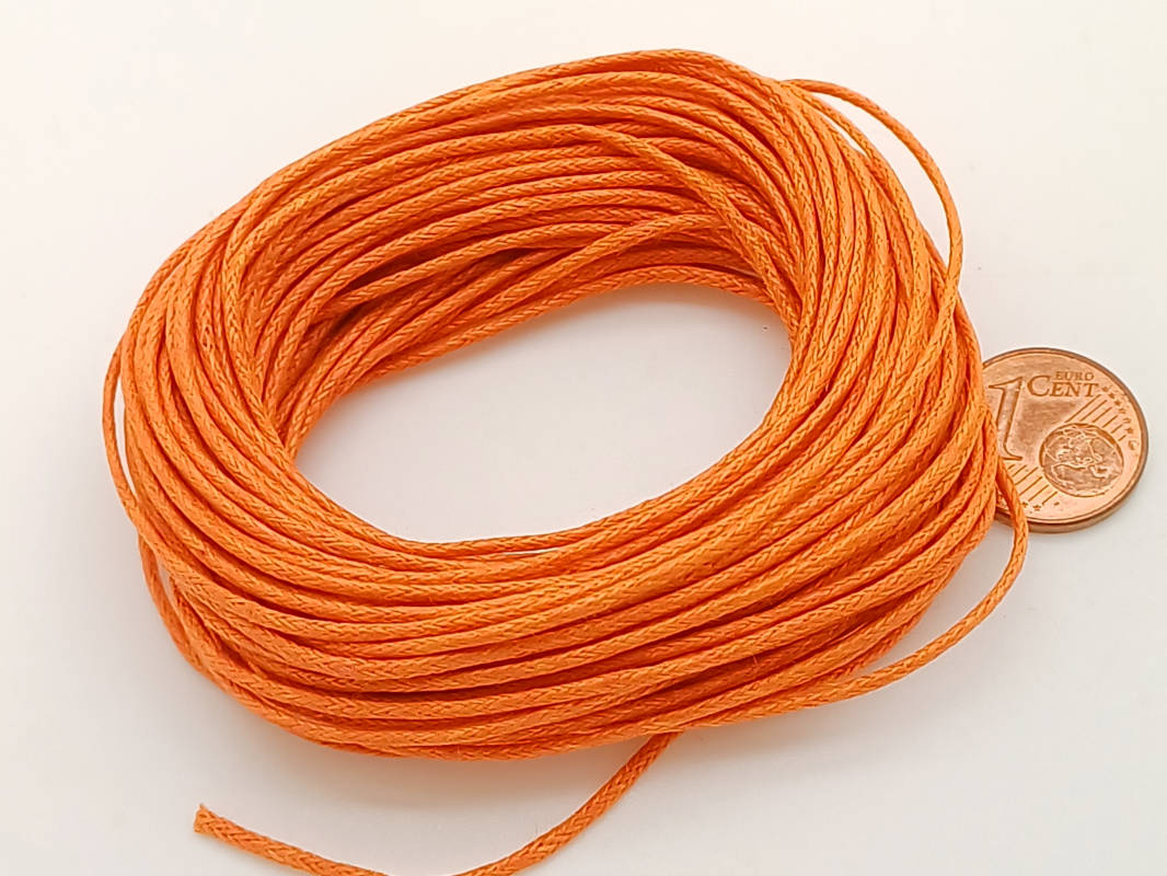 fil coton cire 1mm orange cordon