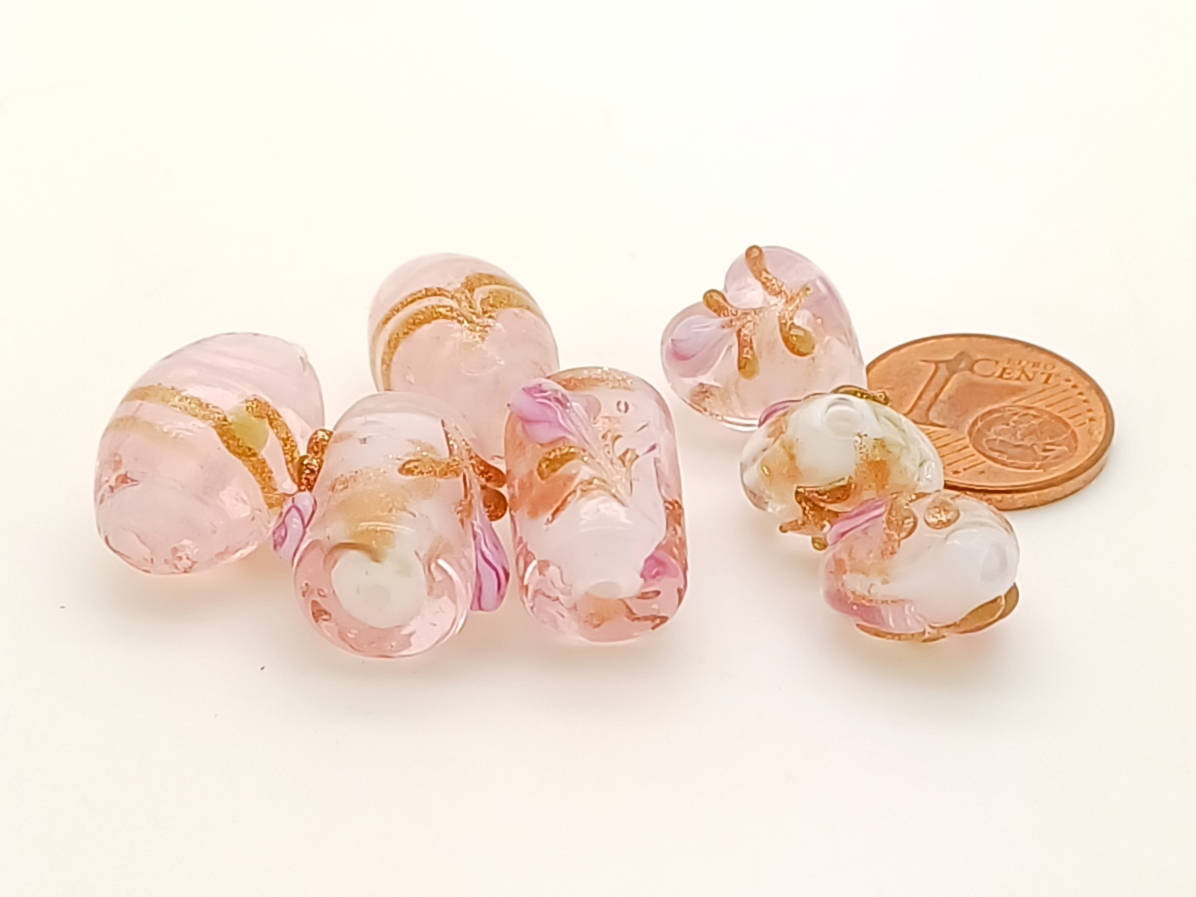 PV-lot-70 perles verre lampwork roses
