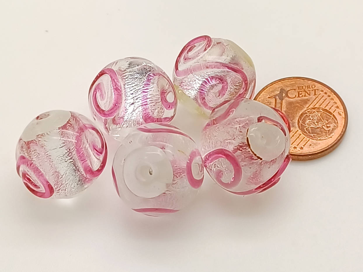 PV-lot-77 perles verre lampwork roses rondes