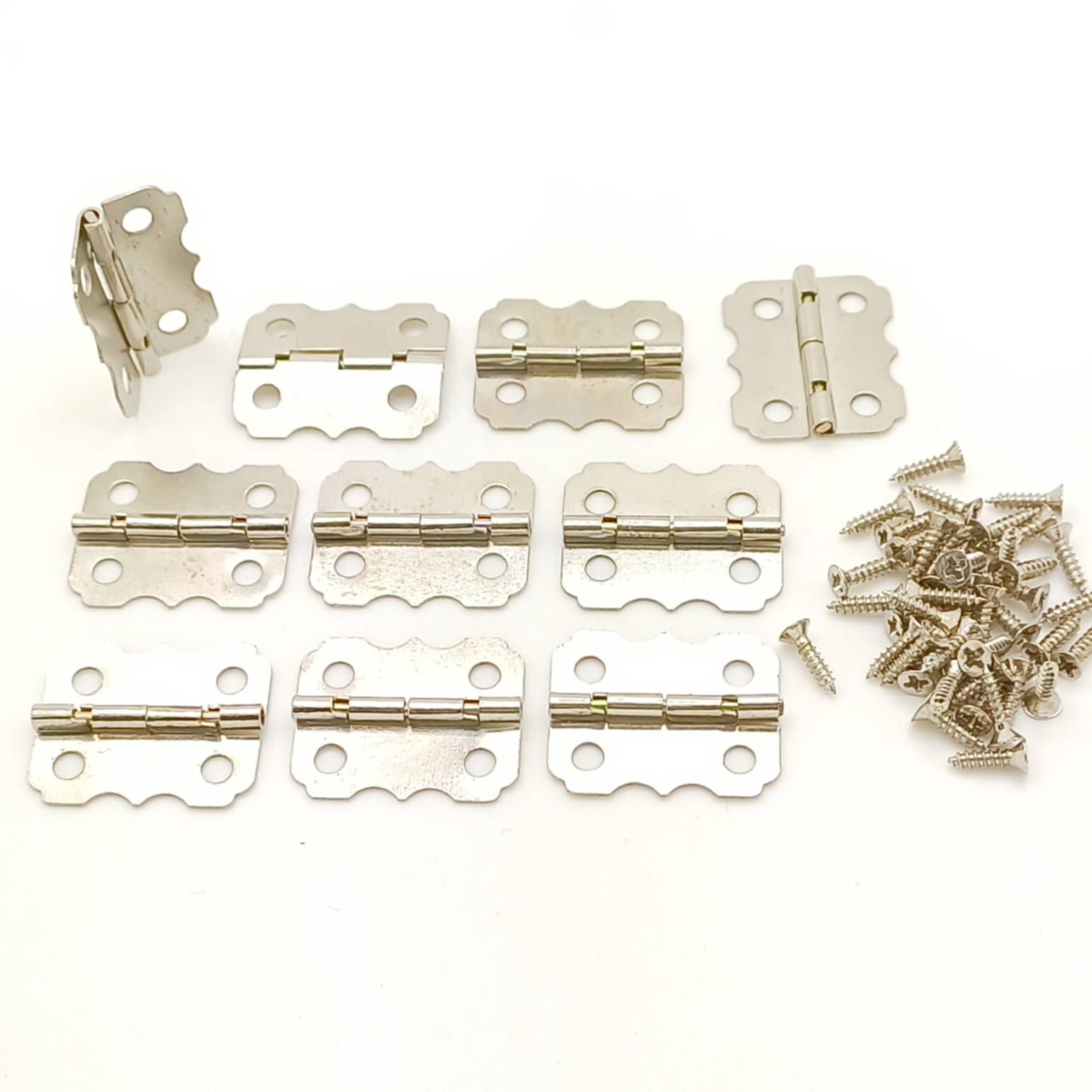 charniere argente 24x20mm lot de 10 avec vis 8mm