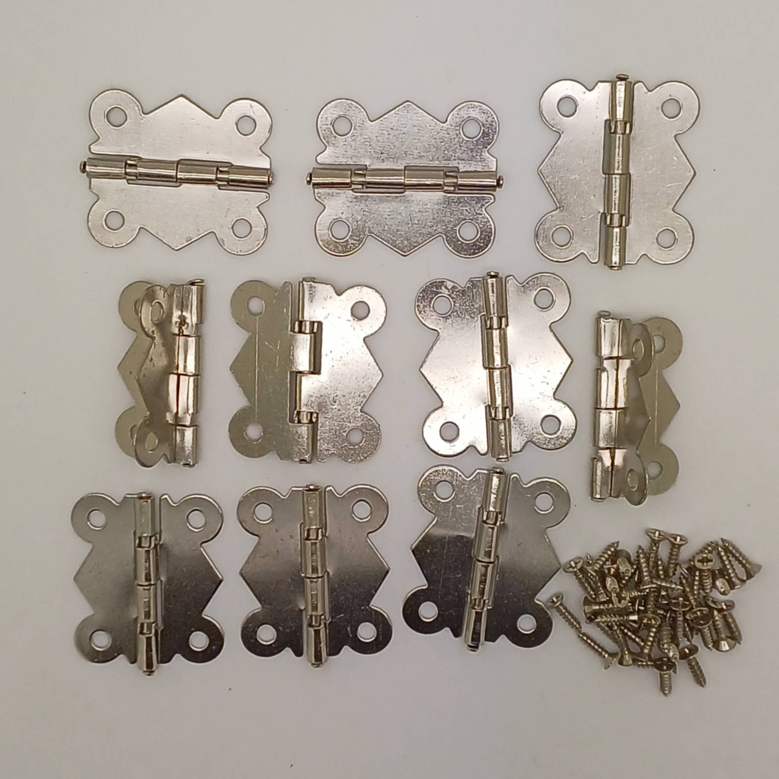 charniere argente 32x27mm lot de 10 avec vis