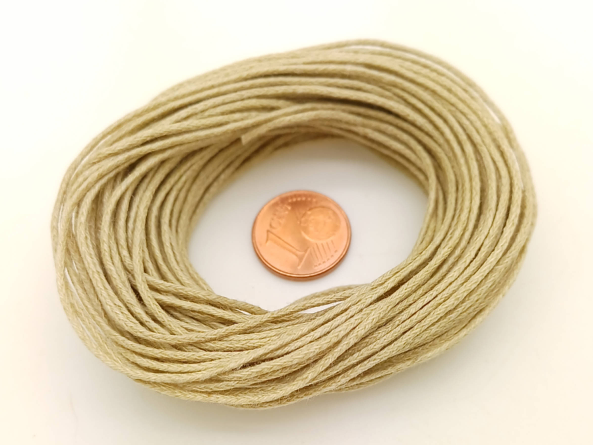 coton cire 1mm kaki clair fil 10 metres cordon