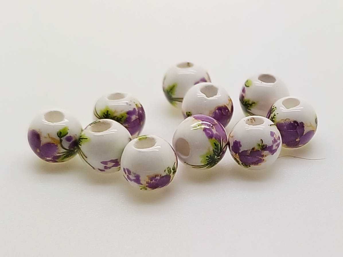 perle porcelaine rose 6mm
