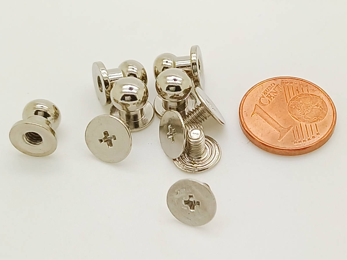mini poignee bouton de col 8x6mm argente DIY