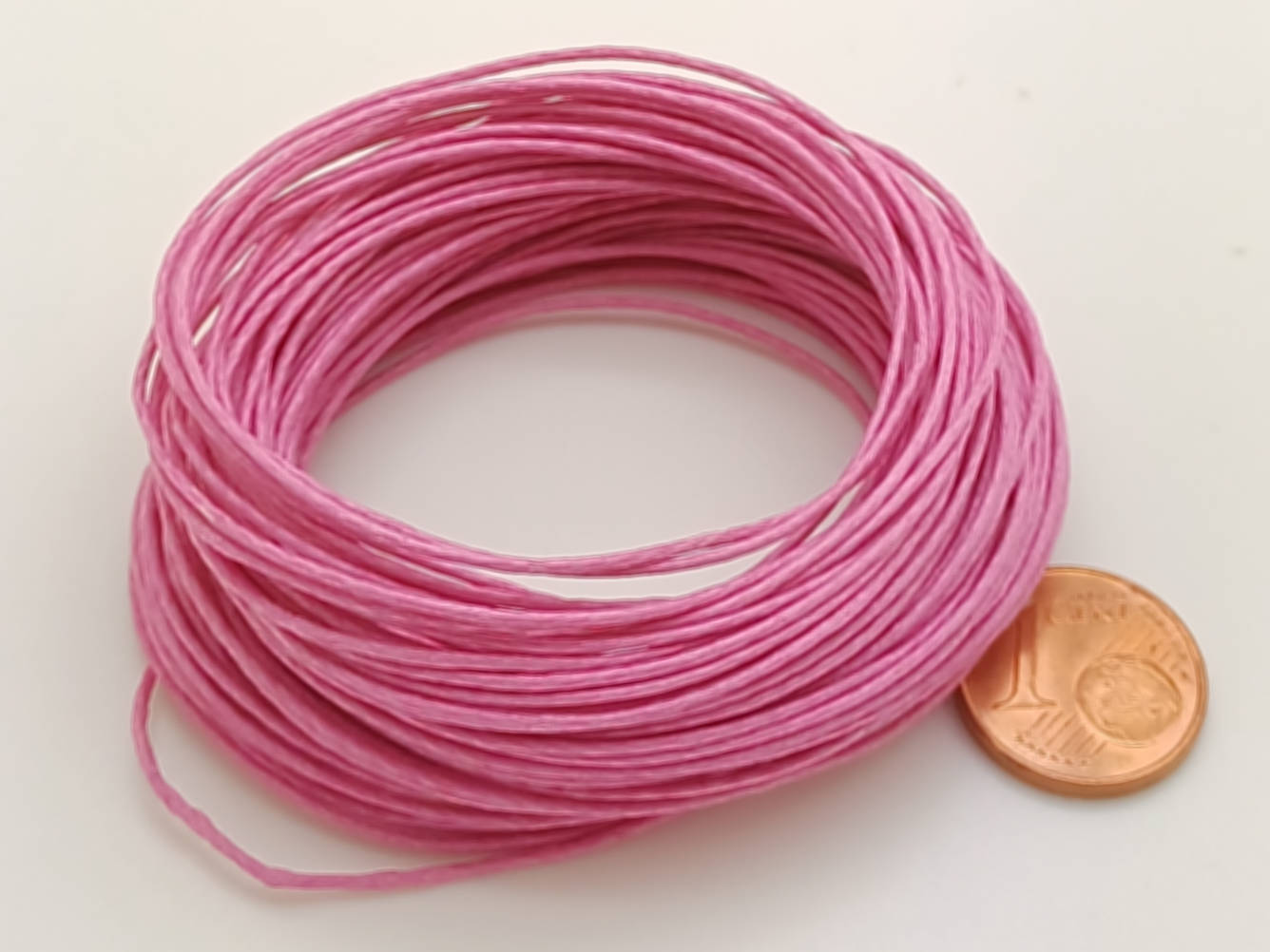 fil coton cire 07mm rose fonce echeveau