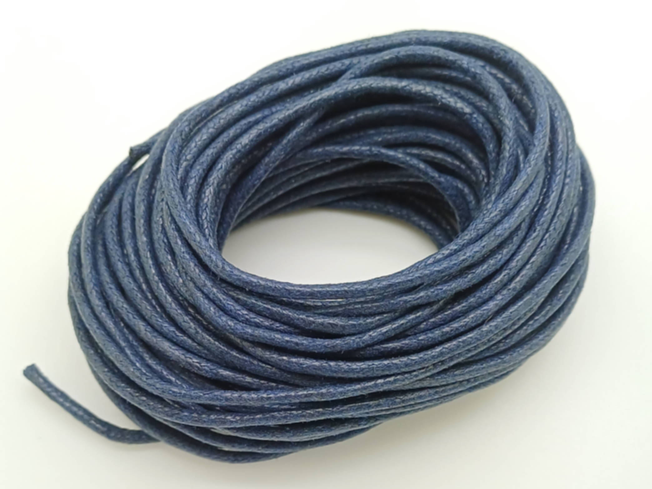 fil coton cire 2mm bleu fonce cordon DIY