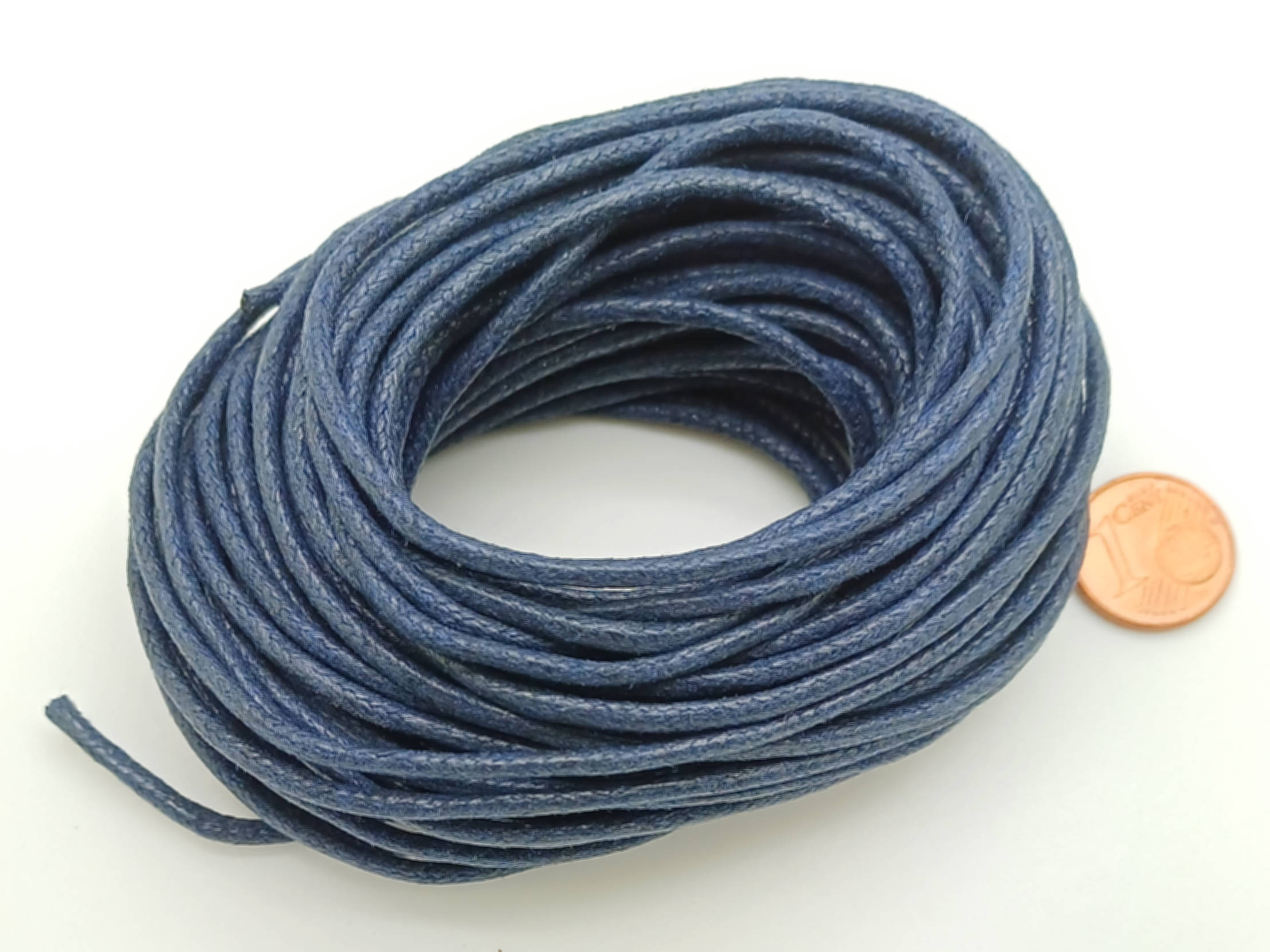 fil coton cire 2mm bleu fonce lacet DIY