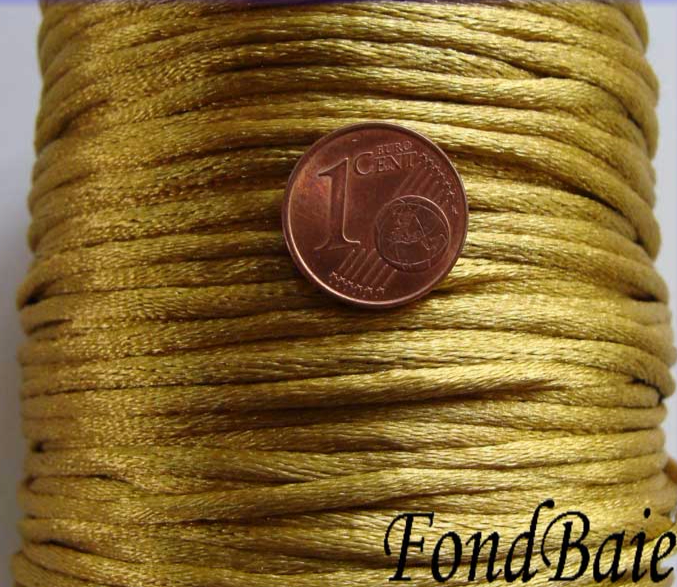 cordon queue de rat jaune dore 2mm fil