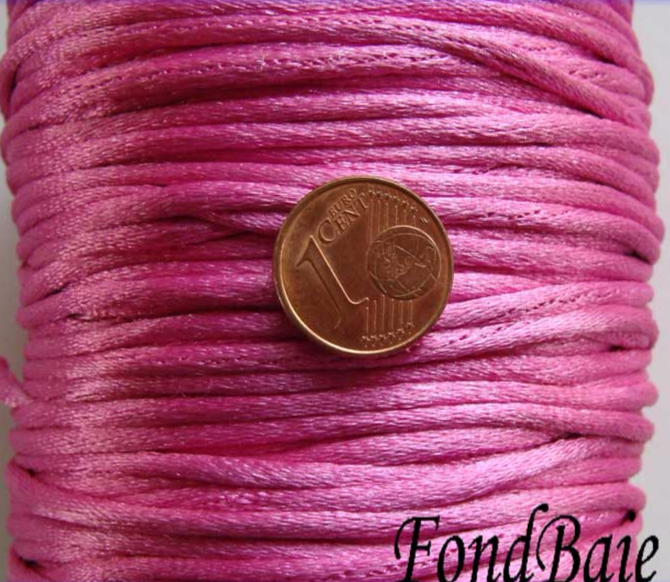 cordon queue de rat rose fuchsia 2mm fil